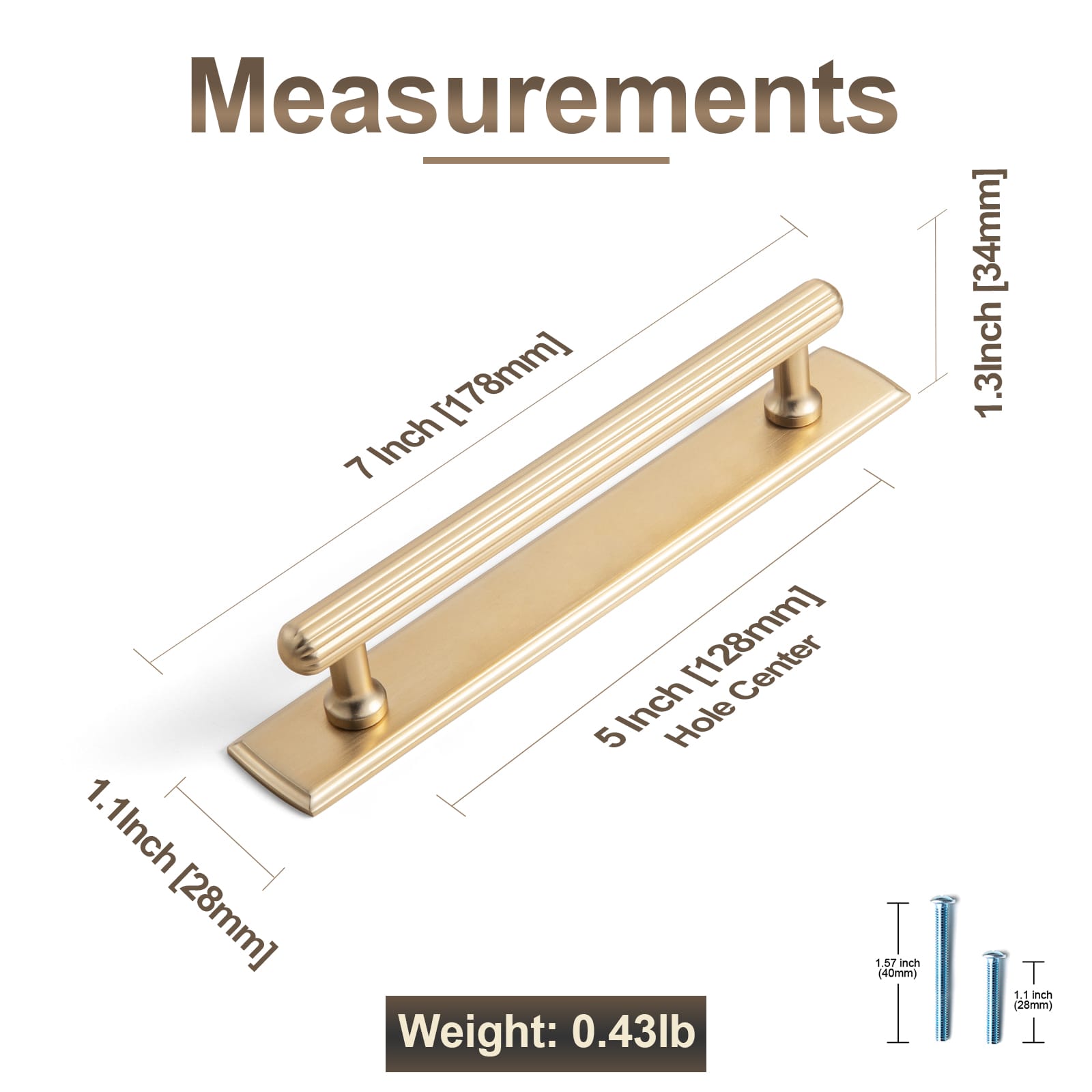 Goo-Ki 2 Pack Ribbed Fluted Cabinet Pull Handle with Backplate, Vintage Zinc Alloy Drawer Bar Pull