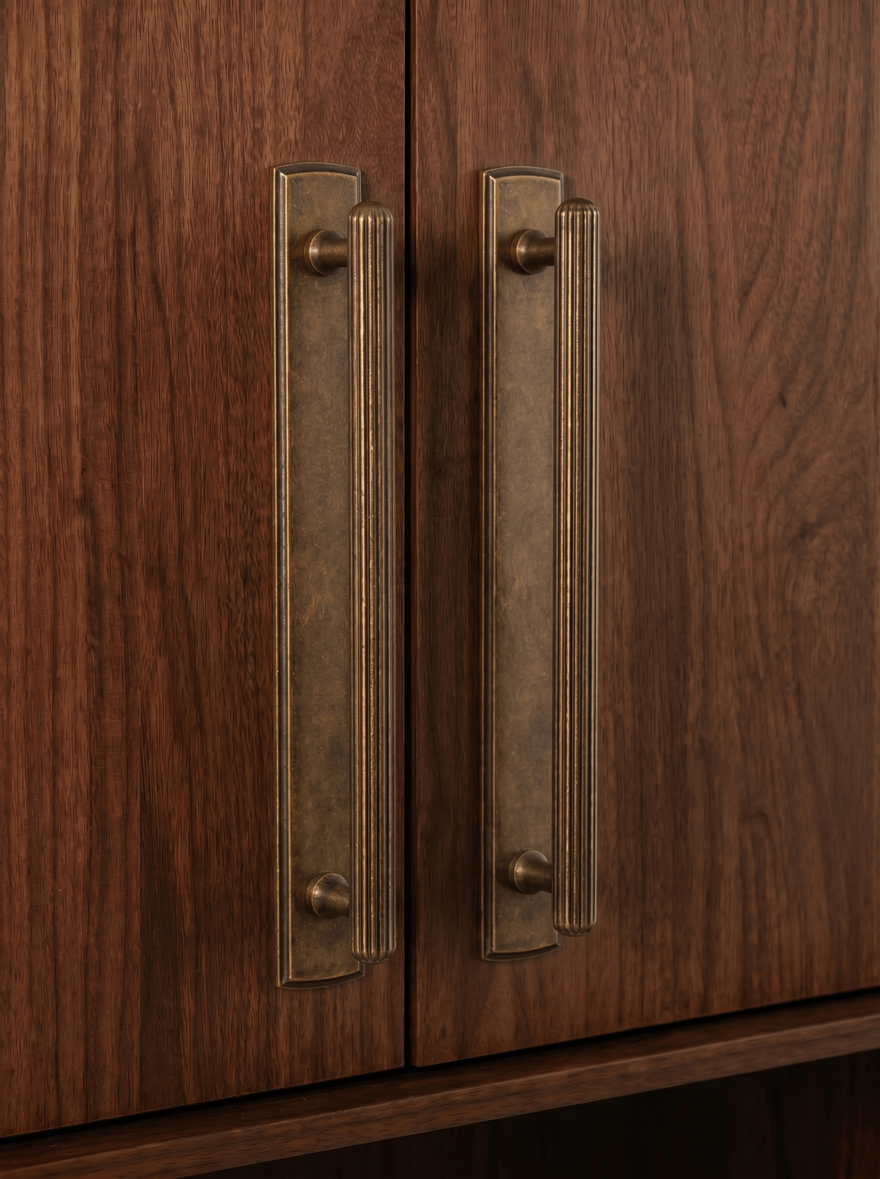 Goo-Ki 2 Pack Ribbed Fluted Cabinet Pull Handle with Backplate, Vintage Zinc Alloy Drawer Bar Pull