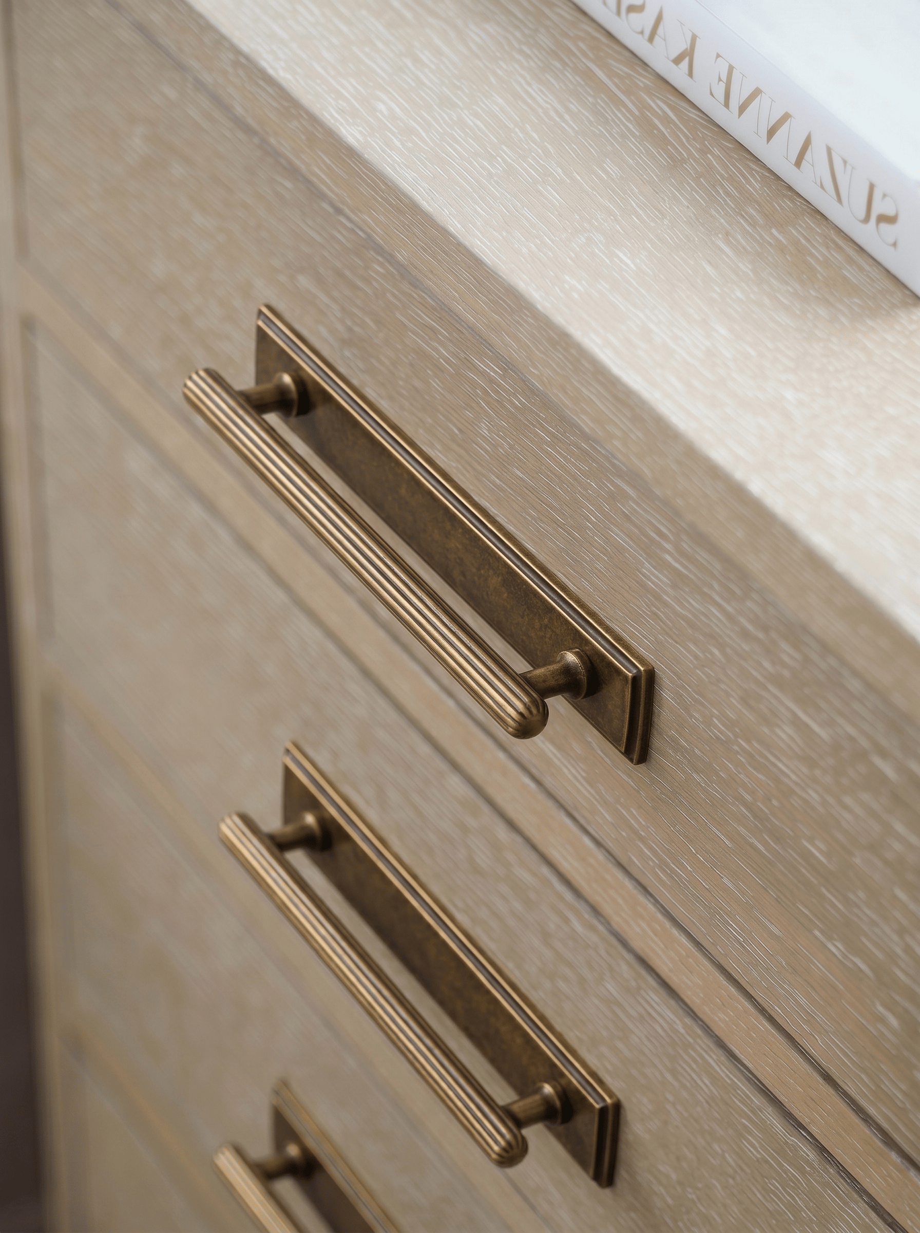 Goo-Ki 2 Pack Ribbed Fluted Cabinet Pull Handle with Backplate, Vintage Zinc Alloy Drawer Bar Pull