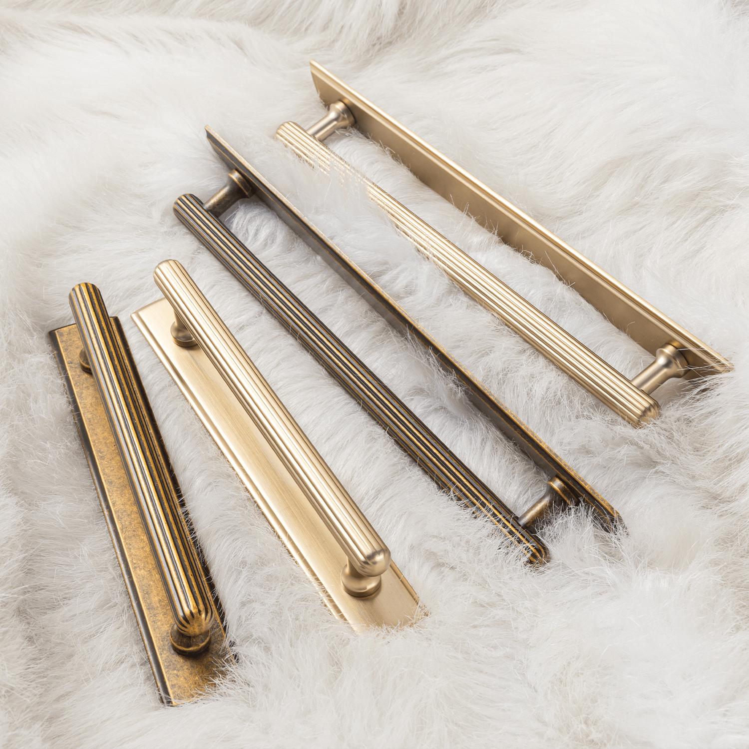 Goo-Ki 2 Pack Ribbed Fluted Cabinet Pull Handle with Backplate, Vintage Zinc Alloy Drawer Bar Pull