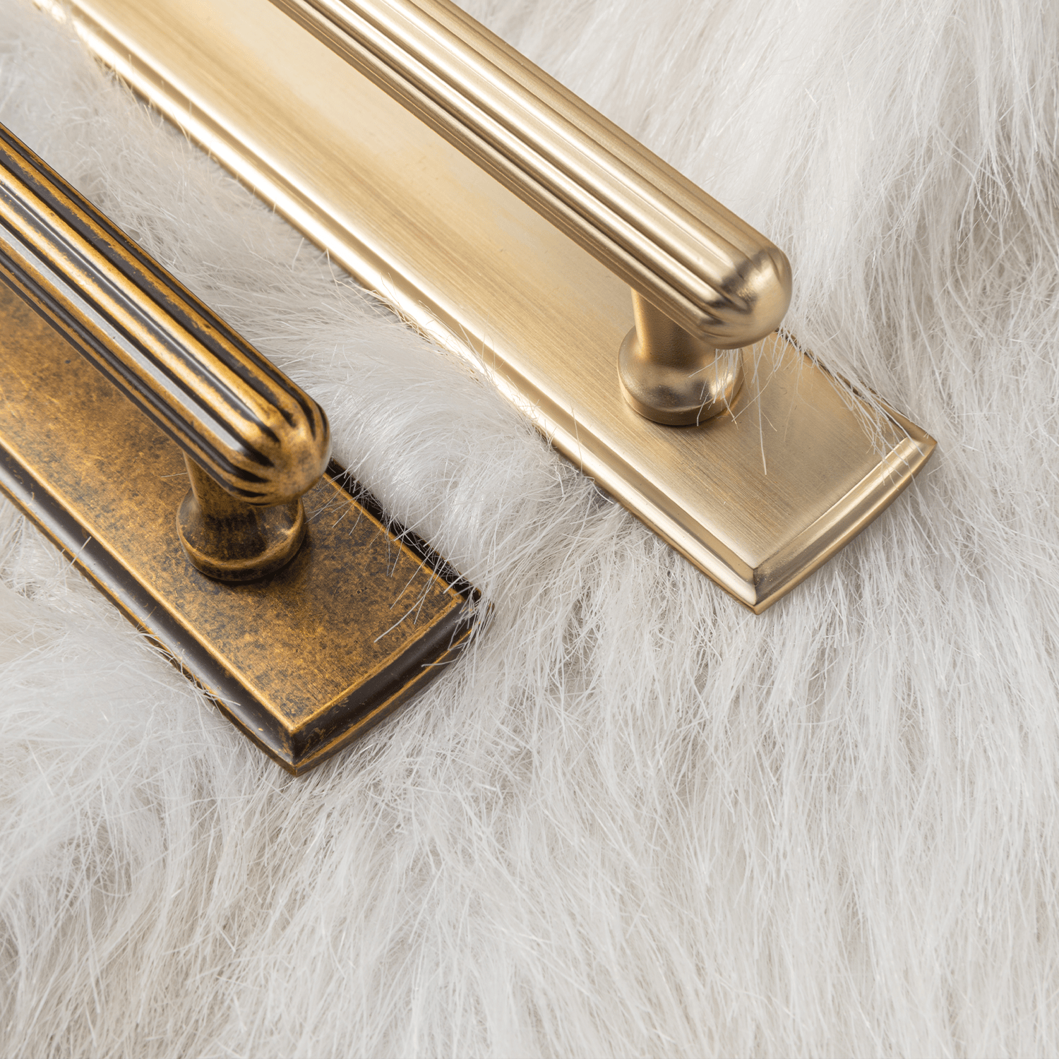 Goo-Ki 2 Pack Ribbed Fluted Cabinet Pull Handle with Backplate, Vintage Zinc Alloy Drawer Bar Pull
