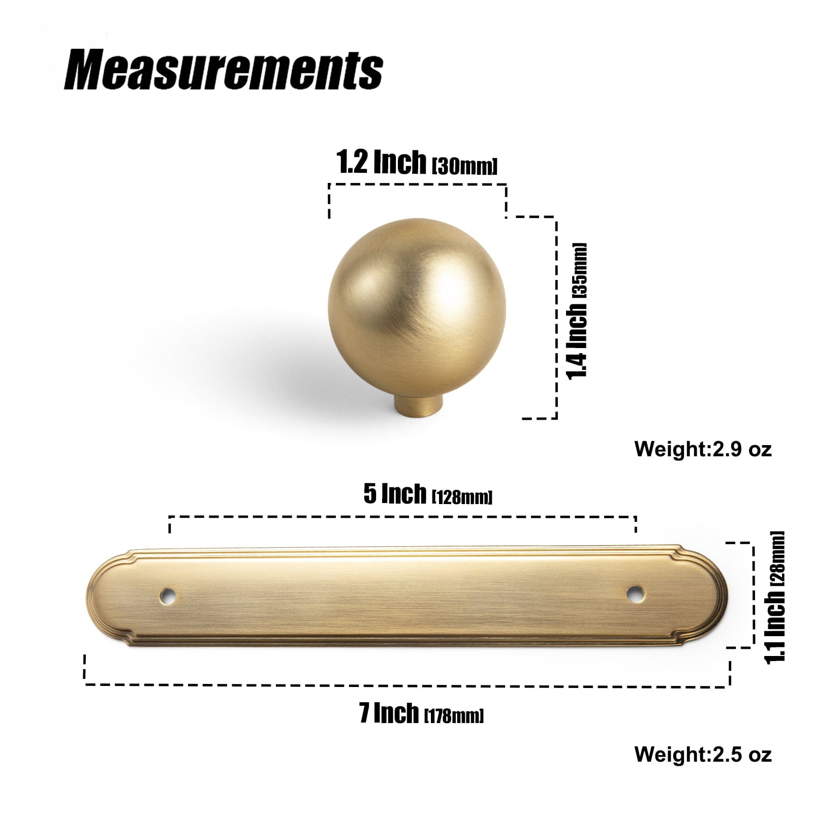 Goo-Ki 2 Pack Round Cabinet Knobs with Back Plate Zinc Alloy Cabinet Handle with Long Back Plate