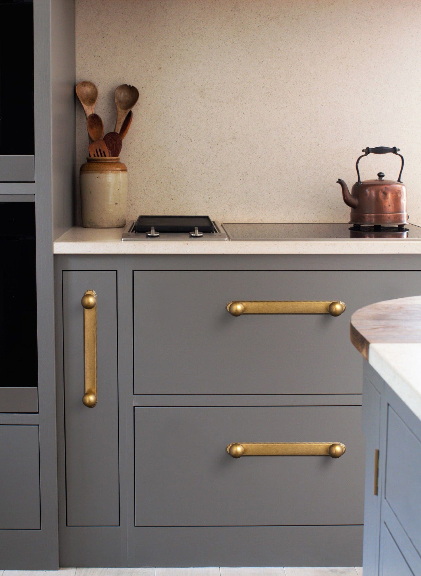 Goo-Ki 2 Pack Round Cabinet Knobs with Back Plate Zinc Alloy Cabinet Handle with Long Back Plate
