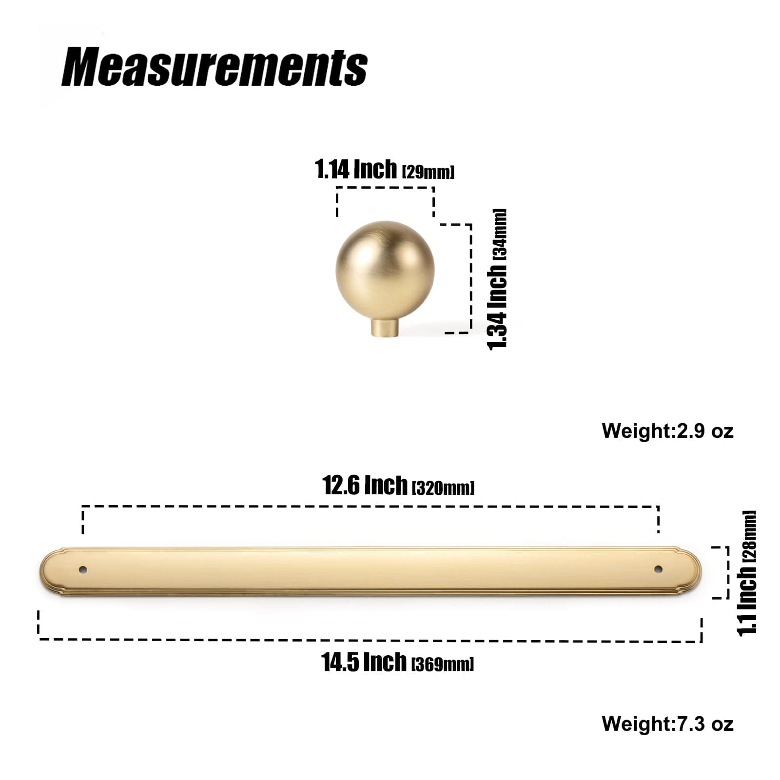 Goo-Ki 2 Pack Round Cabinet Knobs with Back Plate Zinc Alloy Cabinet Handle with Long Back Plate