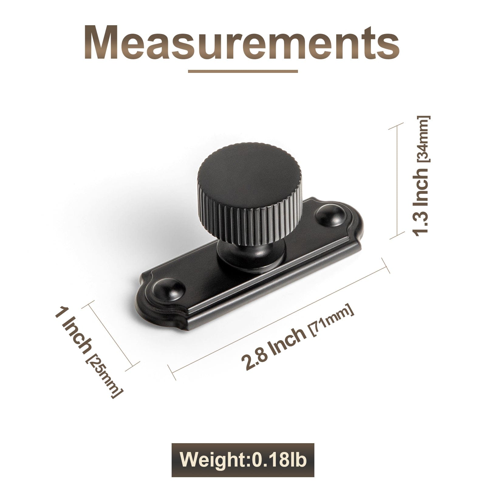 Goo-Ki 2 Pack Striped Cabinet Pull Retro Brass Cabinet Handles Knobs with Back Plate