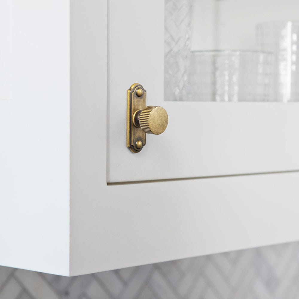 Goo-Ki 2 Pack Striped Cabinet Pull Retro Brass Cabinet Handles Knobs with Back Plate