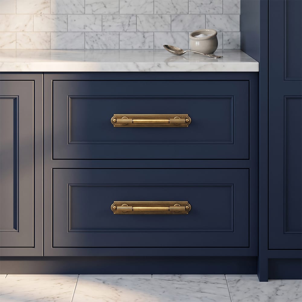 Goo-Ki 2 Pack Striped Cabinet Pull Retro Brass Cabinet Handles Knobs with Back Plate