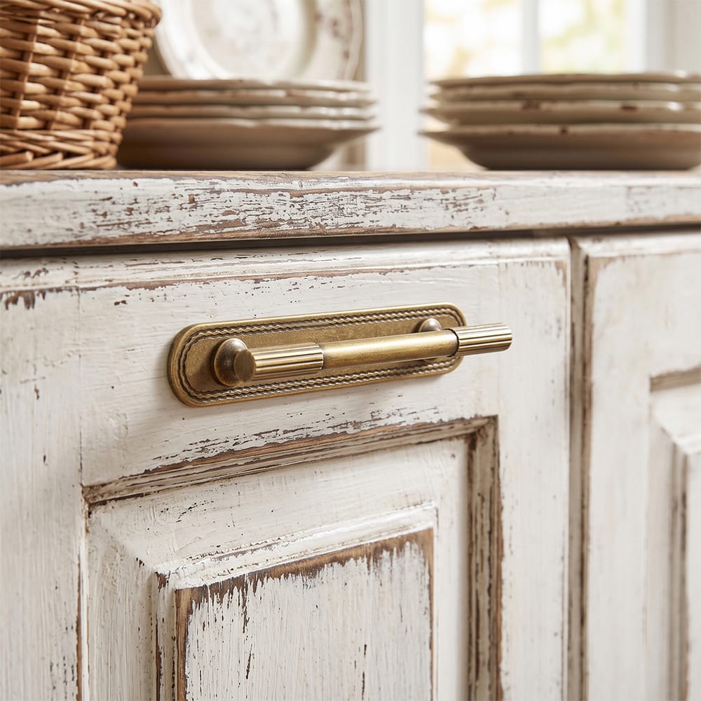Goo-Ki 2 Pack Striped Cabinet Pull Retro Brass Cabinet Handles Knobs with Back Plate