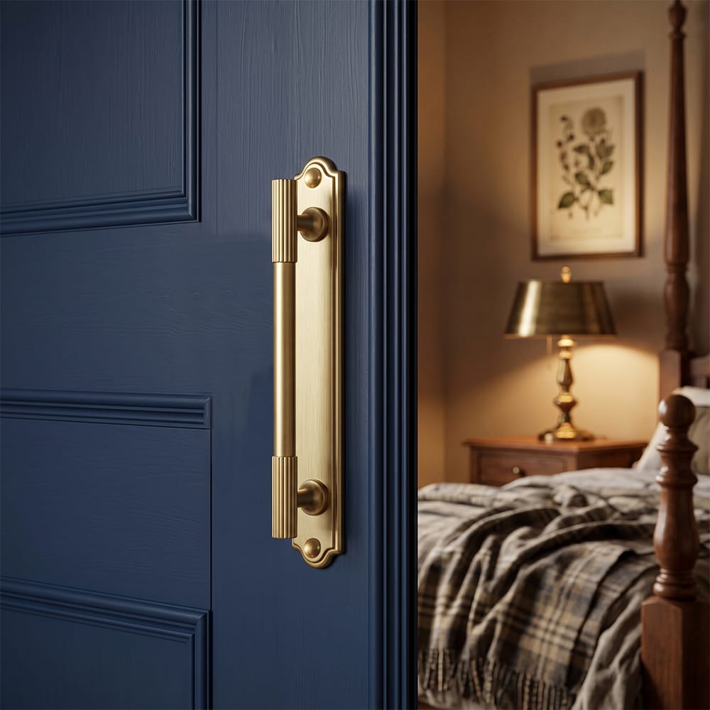 Goo-Ki 2 Pack Striped Cabinet Pull Retro Brass Cabinet Handles Knobs with Back Plate