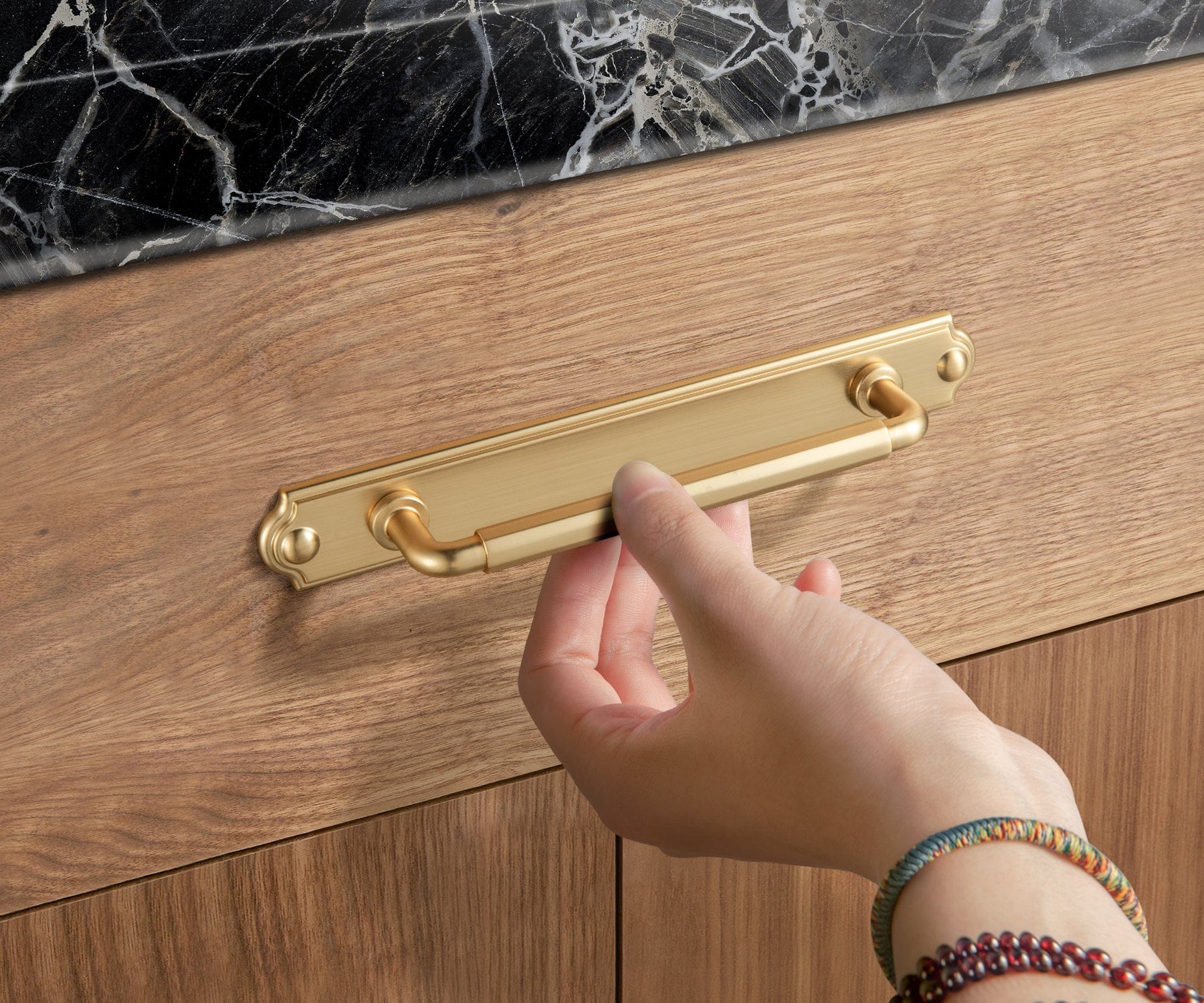 Goo-Ki 2 Pack Sturdy Zinc Alloy Cabinet Pulls with Back Plate Set: Uniquely Angular Design for Modern Spaces