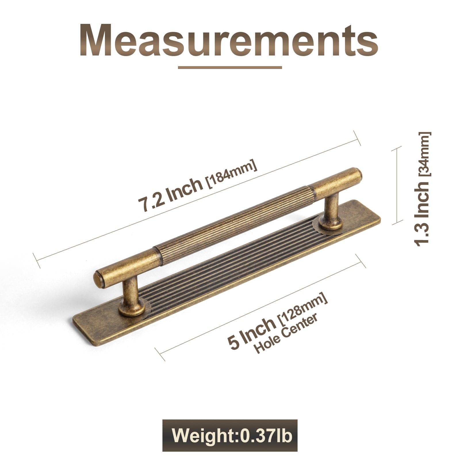 Goo-Ki 2 Pack Vintage Brass Textured Zinc Alloy Cabinet Pulls with Back Plates