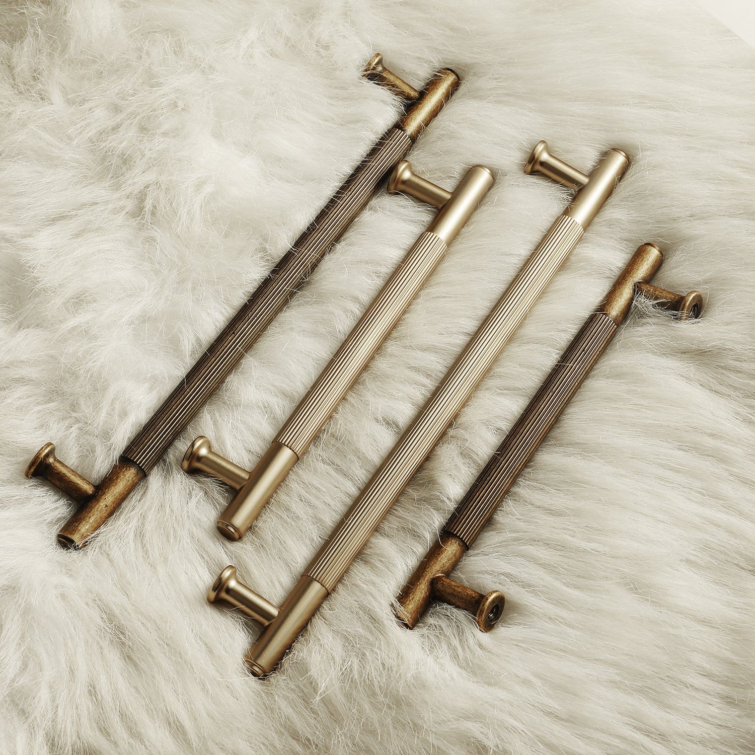 Goo-Ki 2 Pack Vintage Brass Textured Zinc Alloy Cabinet Pulls with Back Plates