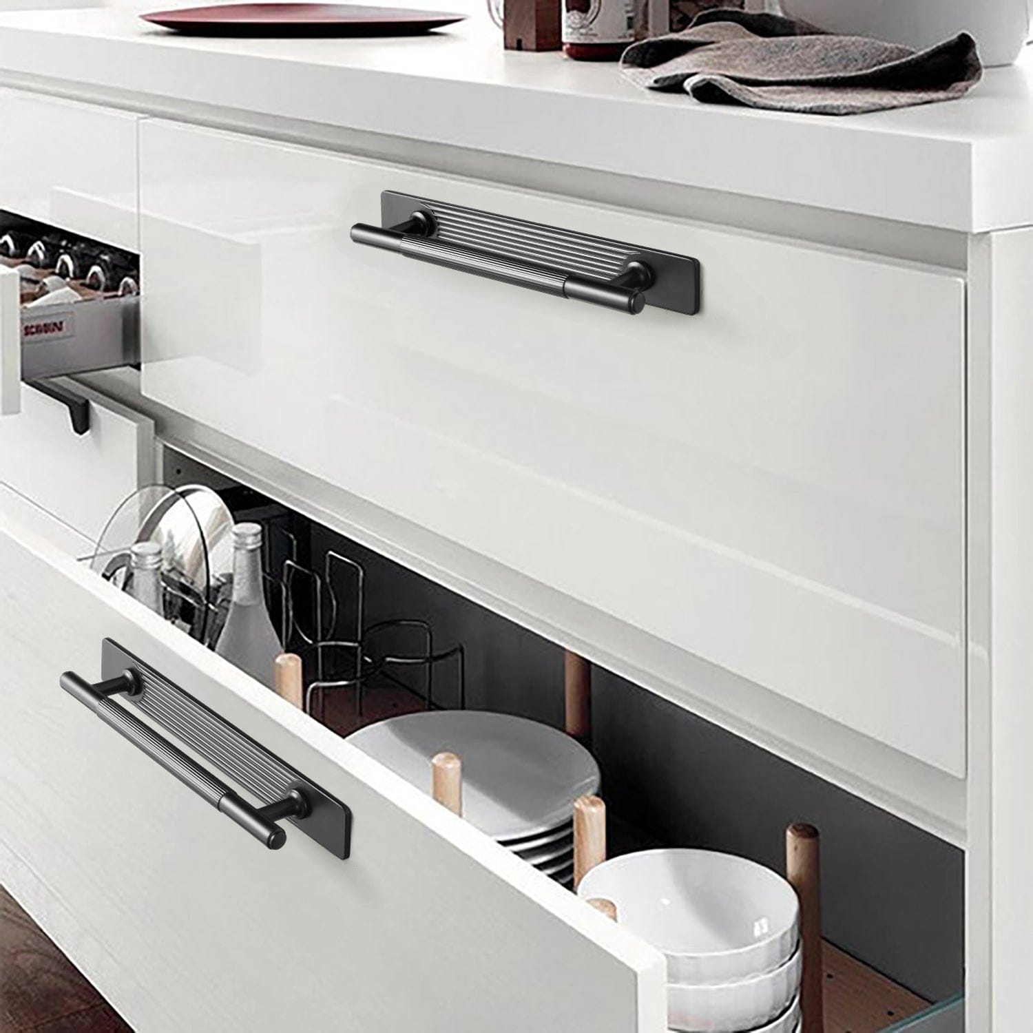 Goo-Ki 2 Pack Vintage Brass Textured Zinc Alloy Cabinet Pulls with Back Plates