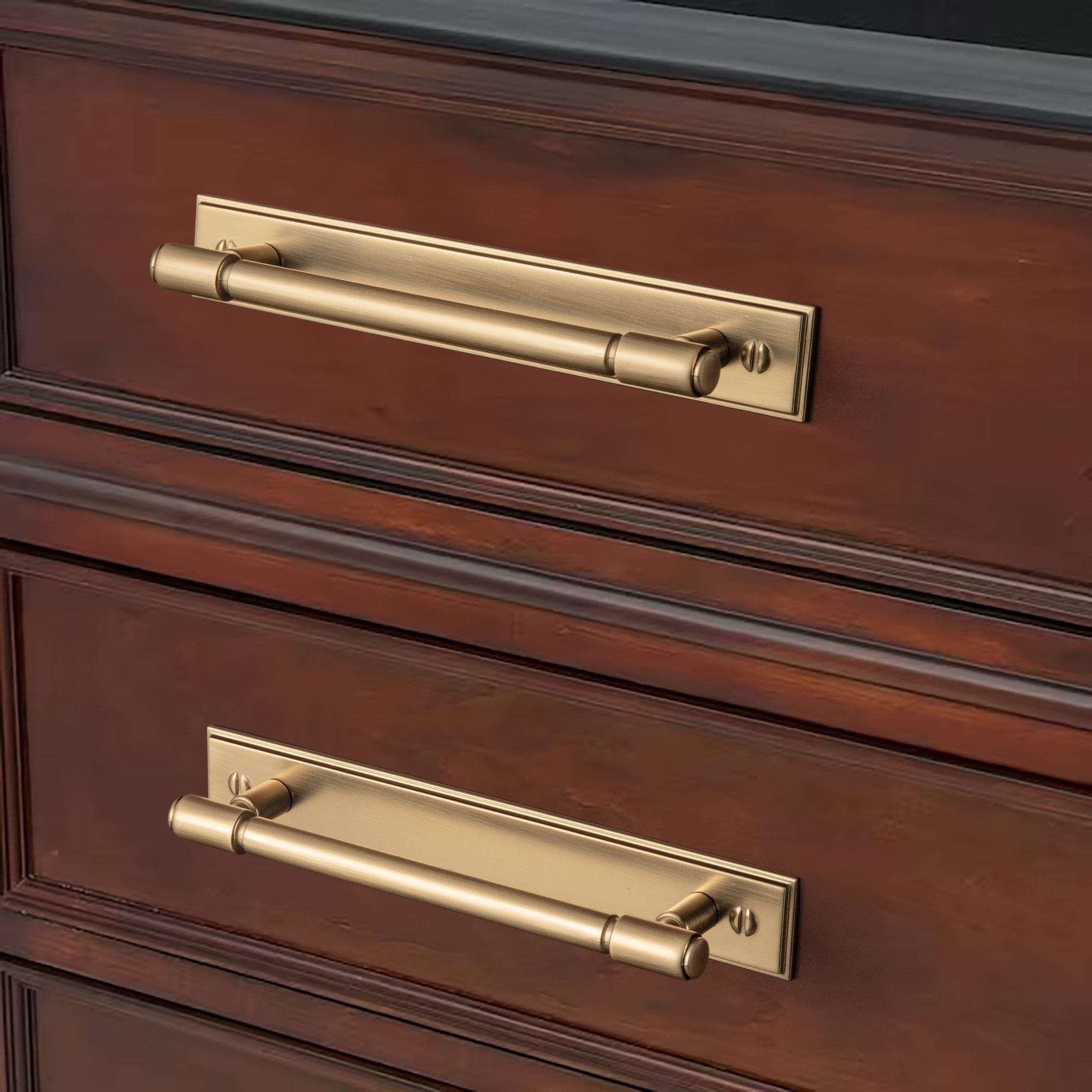 Goo-Ki 2 Pack Vintage Bronze Kitchen Drawer Bar Pulls with Back Plate for Cupboard Closet Wardrobe