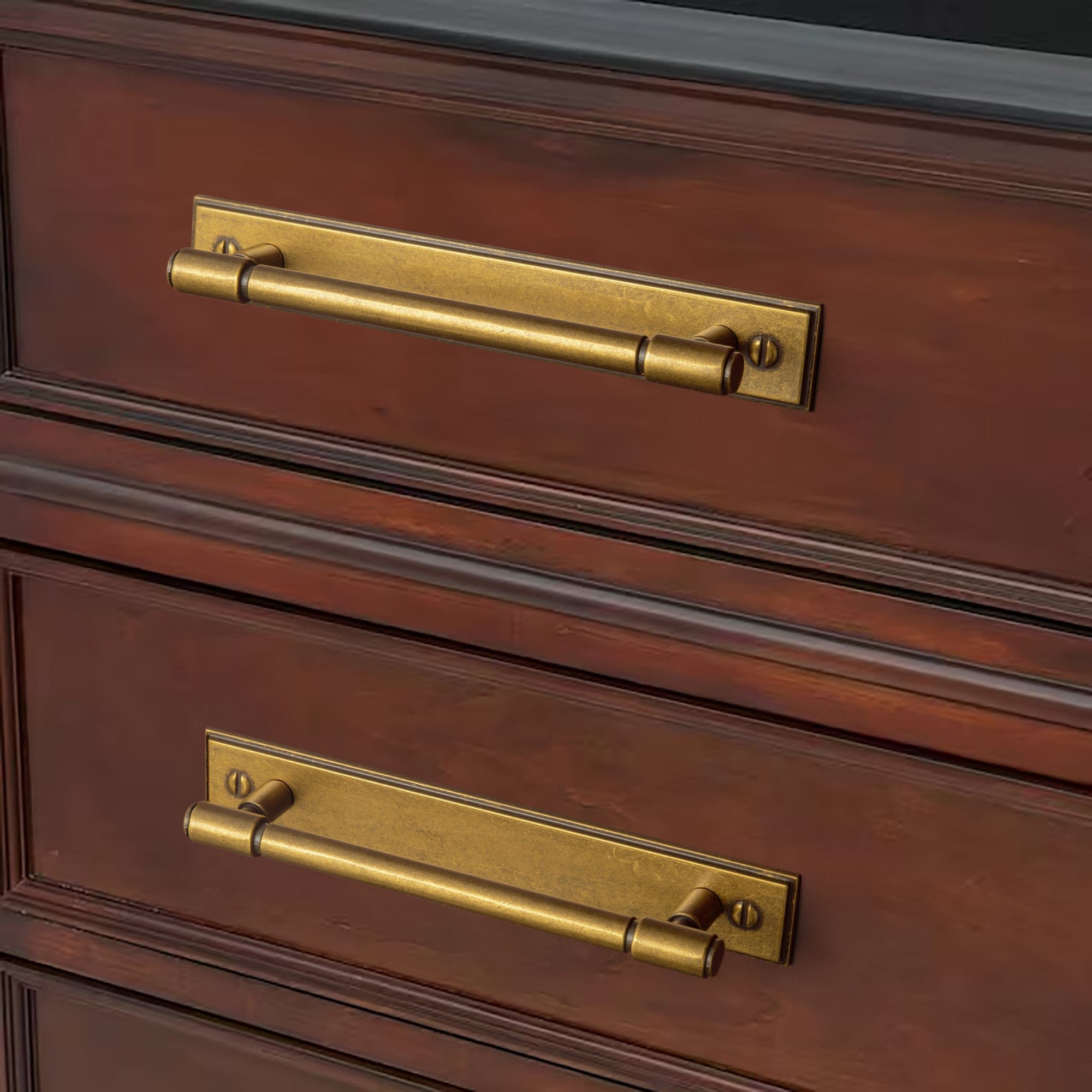 Goo-Ki 2 Pack Vintage Bronze Kitchen Drawer Bar Pulls with Back Plate for Cupboard Closet Wardrobe
