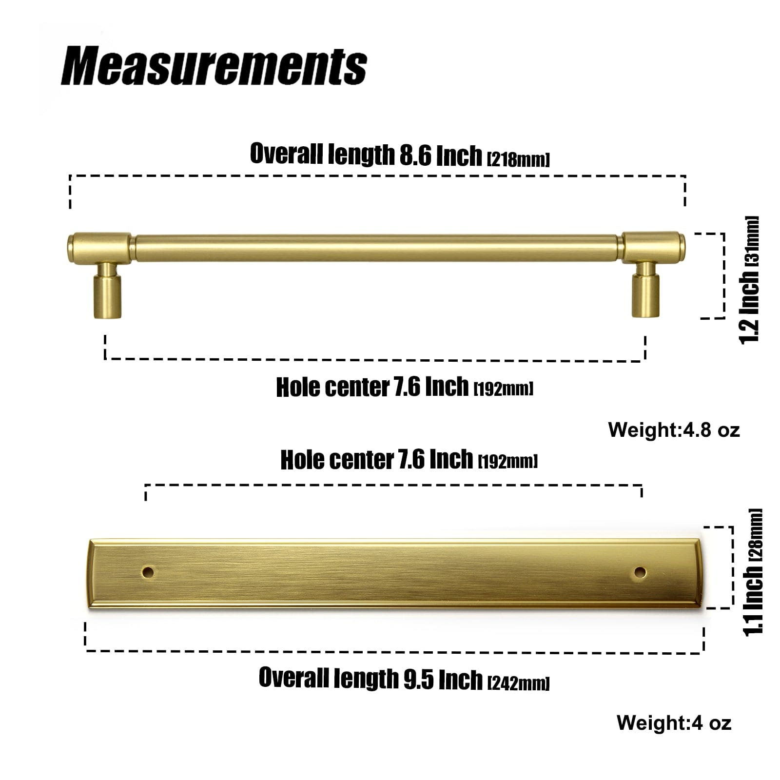 Goo-Ki 2 Pack Vintage Bronze Kitchen Drawer Bar Pulls with Back Plate for Cupboard Closet Wardrobe