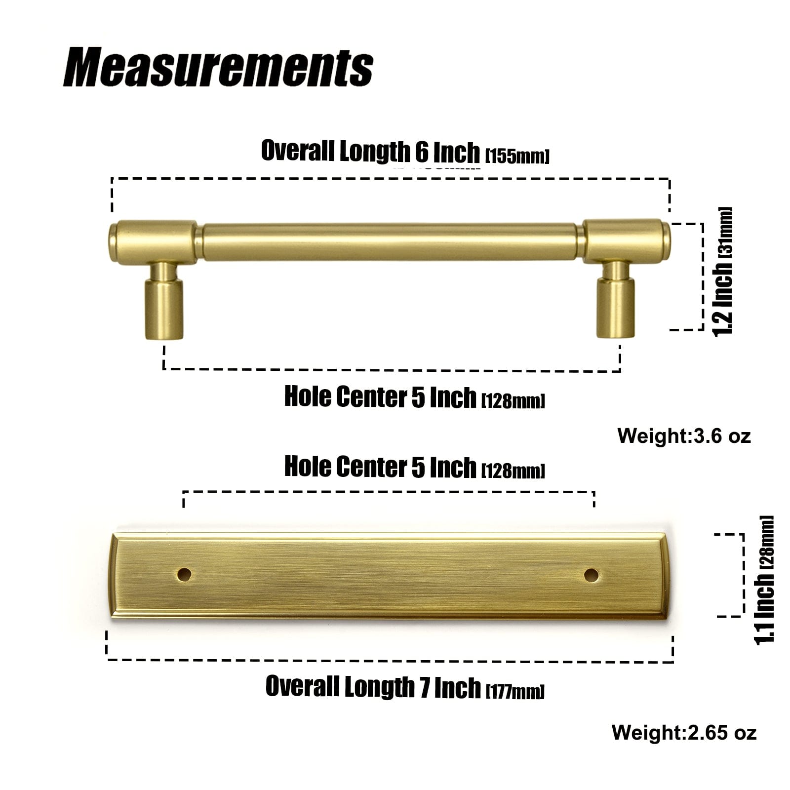 Goo-Ki 2 Pack Vintage Bronze Kitchen Drawer Bar Pulls with Back Plate for Cupboard Closet Wardrobe