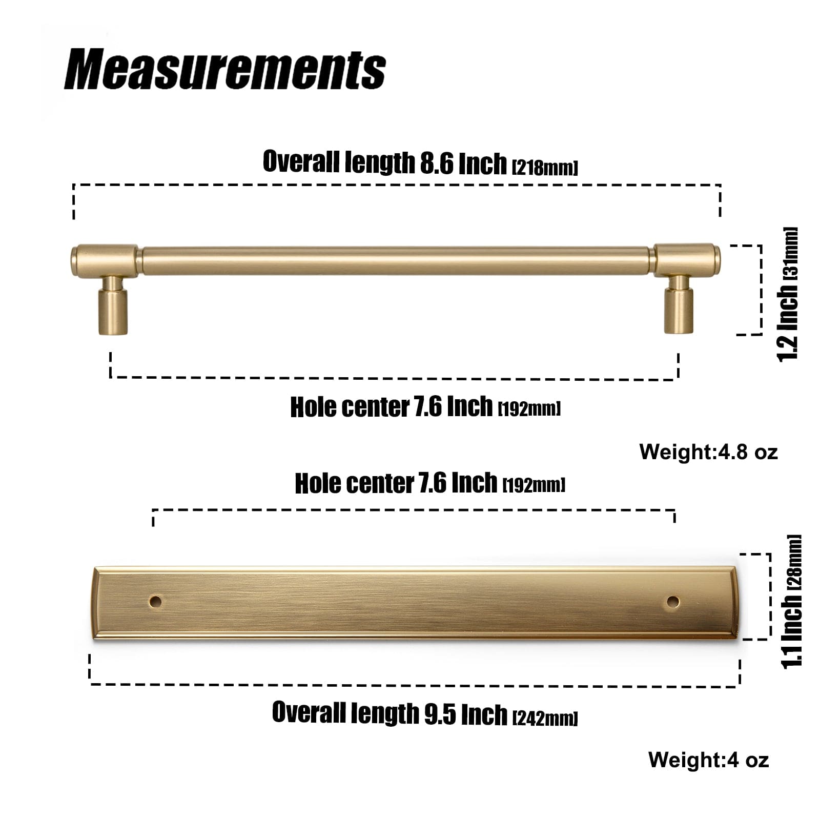 Goo-Ki 2 Pack Vintage Bronze Kitchen Drawer Bar Pulls with Back Plate for Cupboard Closet Wardrobe
