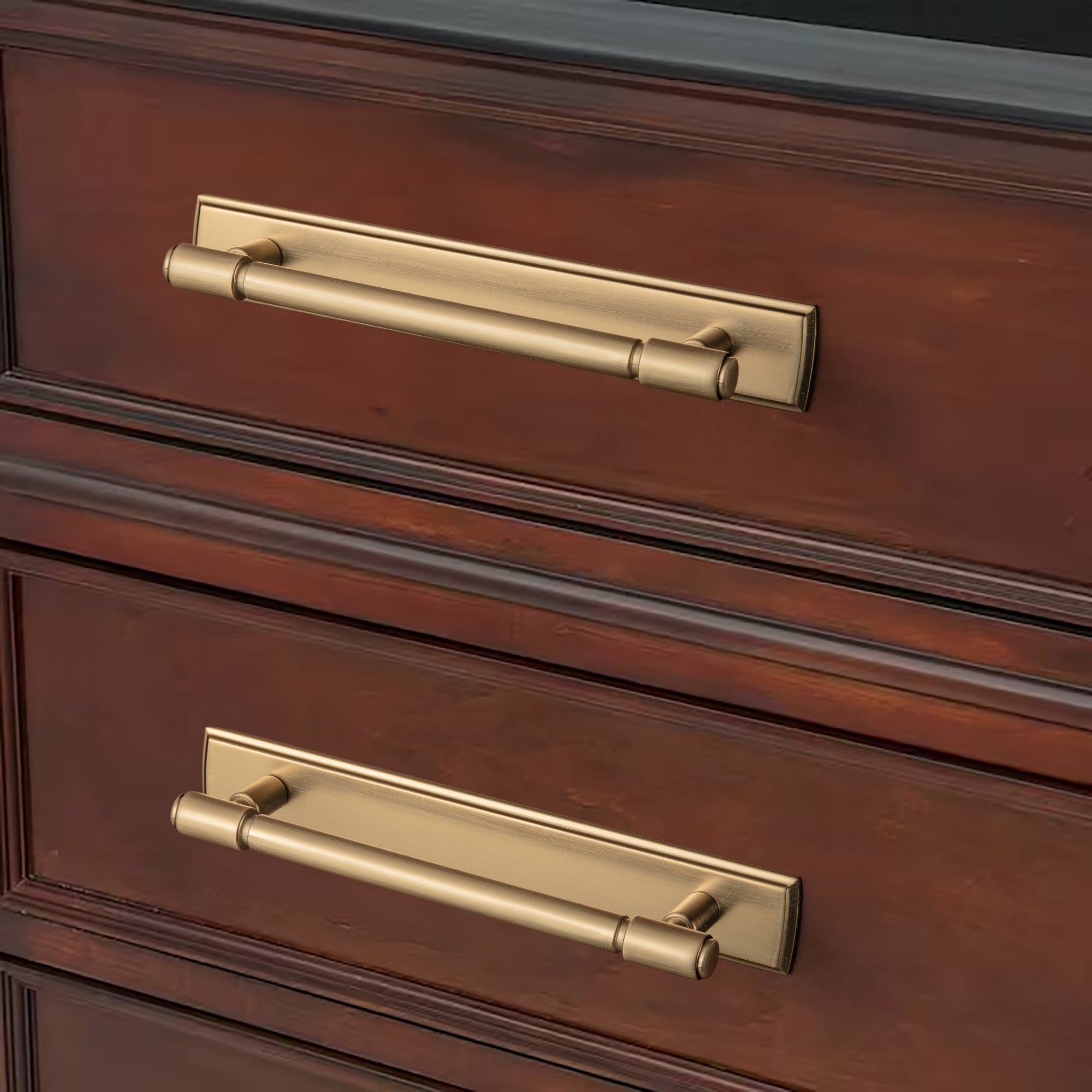 Goo-Ki 2 Pack Vintage Bronze Kitchen Drawer Bar Pulls with Back Plate for Cupboard Closet Wardrobe