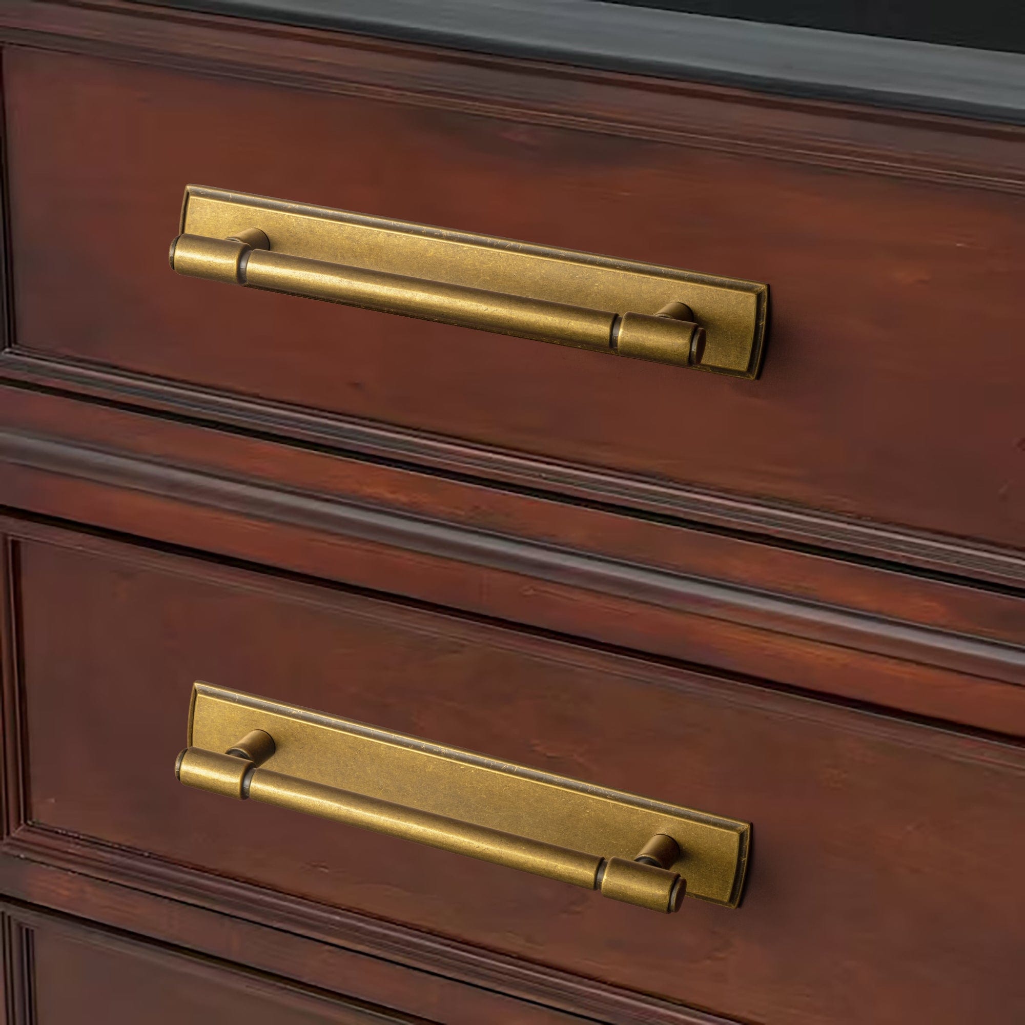 Goo-Ki 2 Pack Vintage Bronze Kitchen Drawer Bar Pulls with Back Plate for Cupboard Closet Wardrobe