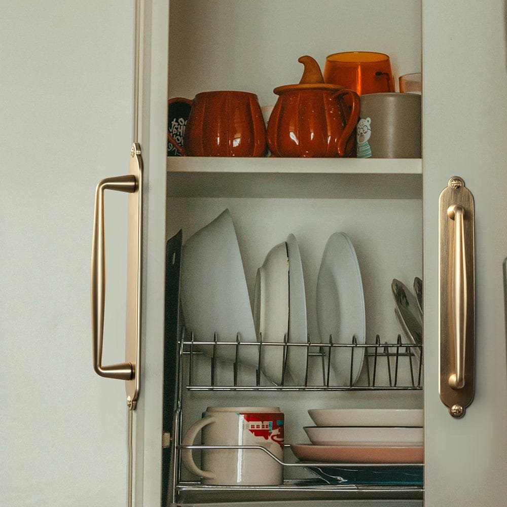 Goo-Ki 2 Pack Vintage Zinc Alloy Cabinet Pulls with Back Plate - Furniture Handles for Kitchen Cupboards