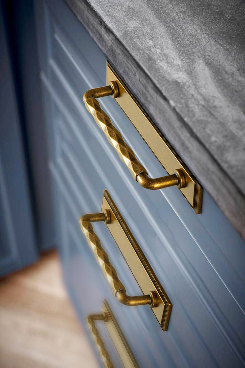 Goo-Ki 2 Pack Zinc Alloy Drawer Pulls with Back Plate Twisted Design Decorative Handles for Kitchen Cabinets