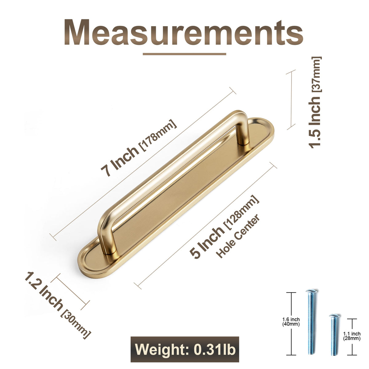 Goo-Ki 2 Pack Zinc Alloy U-Shaped Cabinet Handles, Vintage Drawer Pulls with Backplate for Kitchen & Bathroom Cabinetry