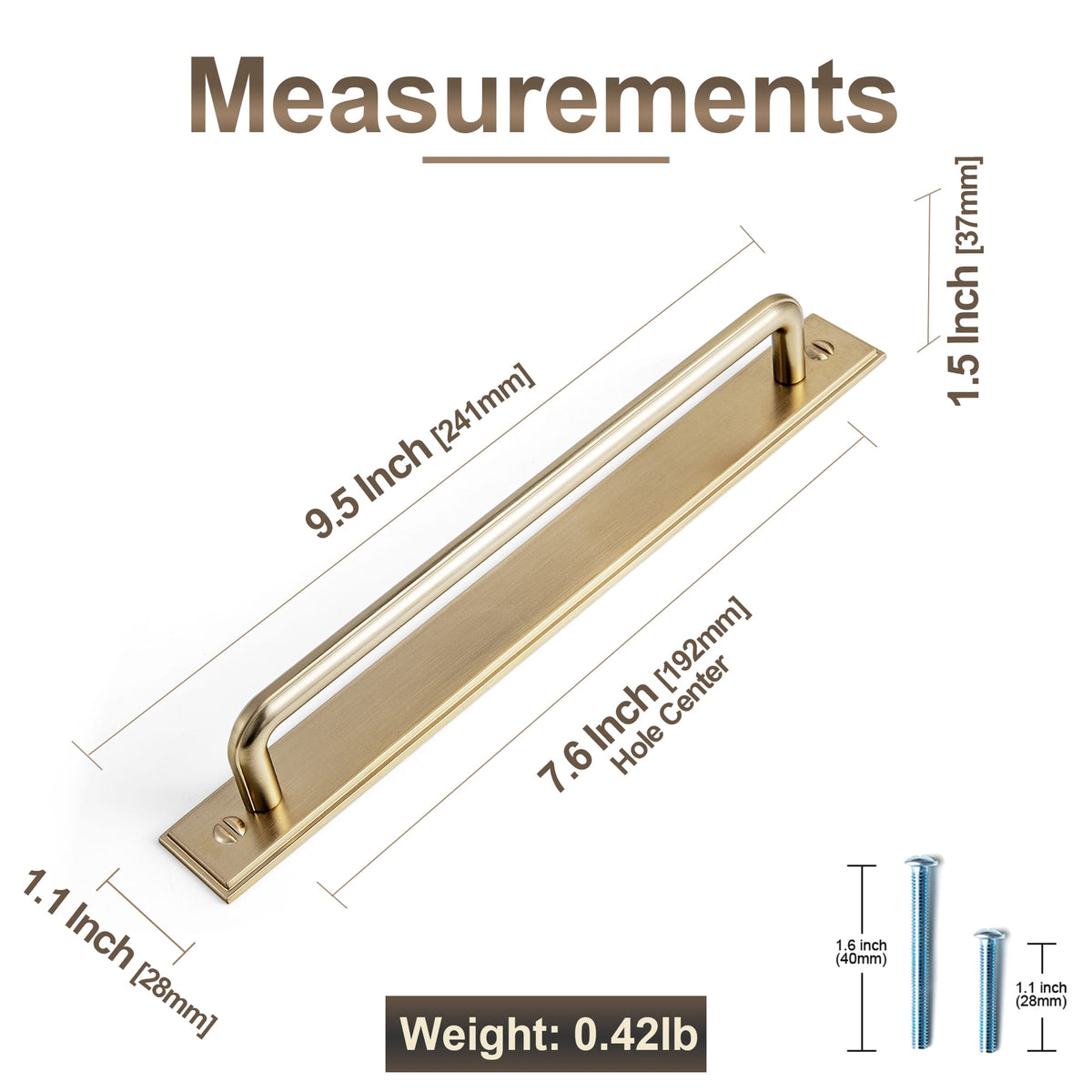 Goo-Ki 2 Pack Zinc Alloy U-Shaped Cabinet Handles, Vintage Drawer Pulls with Backplate for Kitchen & Bathroom Cabinetry