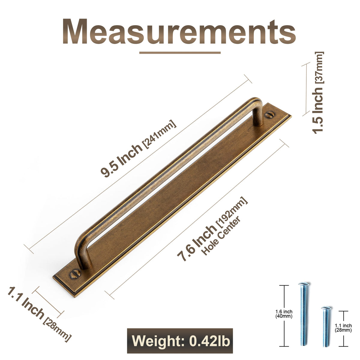 Goo-Ki 2 Pack Zinc Alloy U-Shaped Cabinet Handles, Vintage Drawer Pulls with Backplate for Kitchen & Bathroom Cabinetry