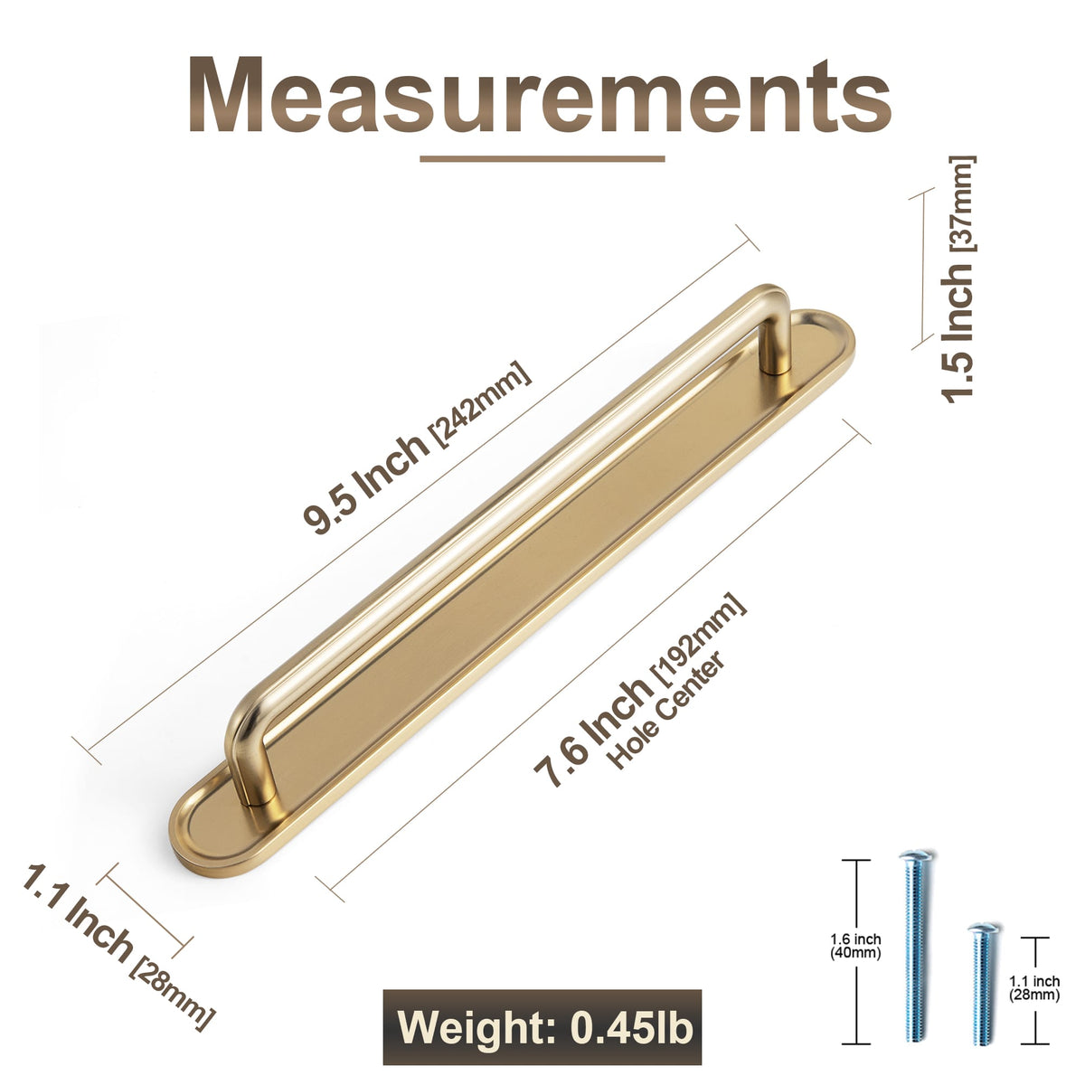 Goo-Ki 2 Pack Zinc Alloy U-Shaped Cabinet Handles, Vintage Drawer Pulls with Backplate for Kitchen & Bathroom Cabinetry