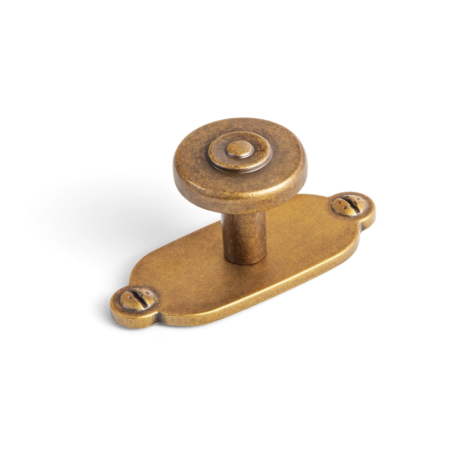 Goo-Ki 2501 / Antique Brass / G013 6 Pack Assorted Shaped Zinc Alloy Cabinet Hardware - Knobs and Back Plates for Stylish Furniture