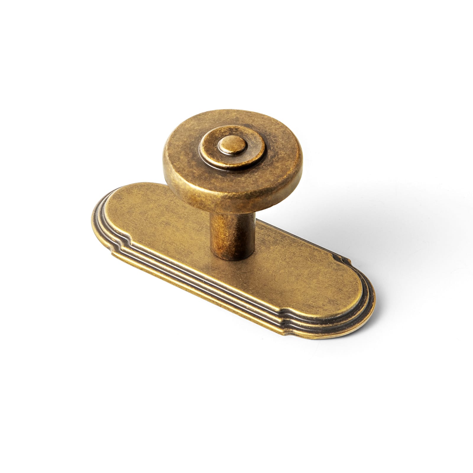 Goo-Ki 2501 / Antique Brass / G014 6 Pack Assorted Shaped Zinc Alloy Cabinet Hardware - Knobs and Back Plates for Stylish Furniture