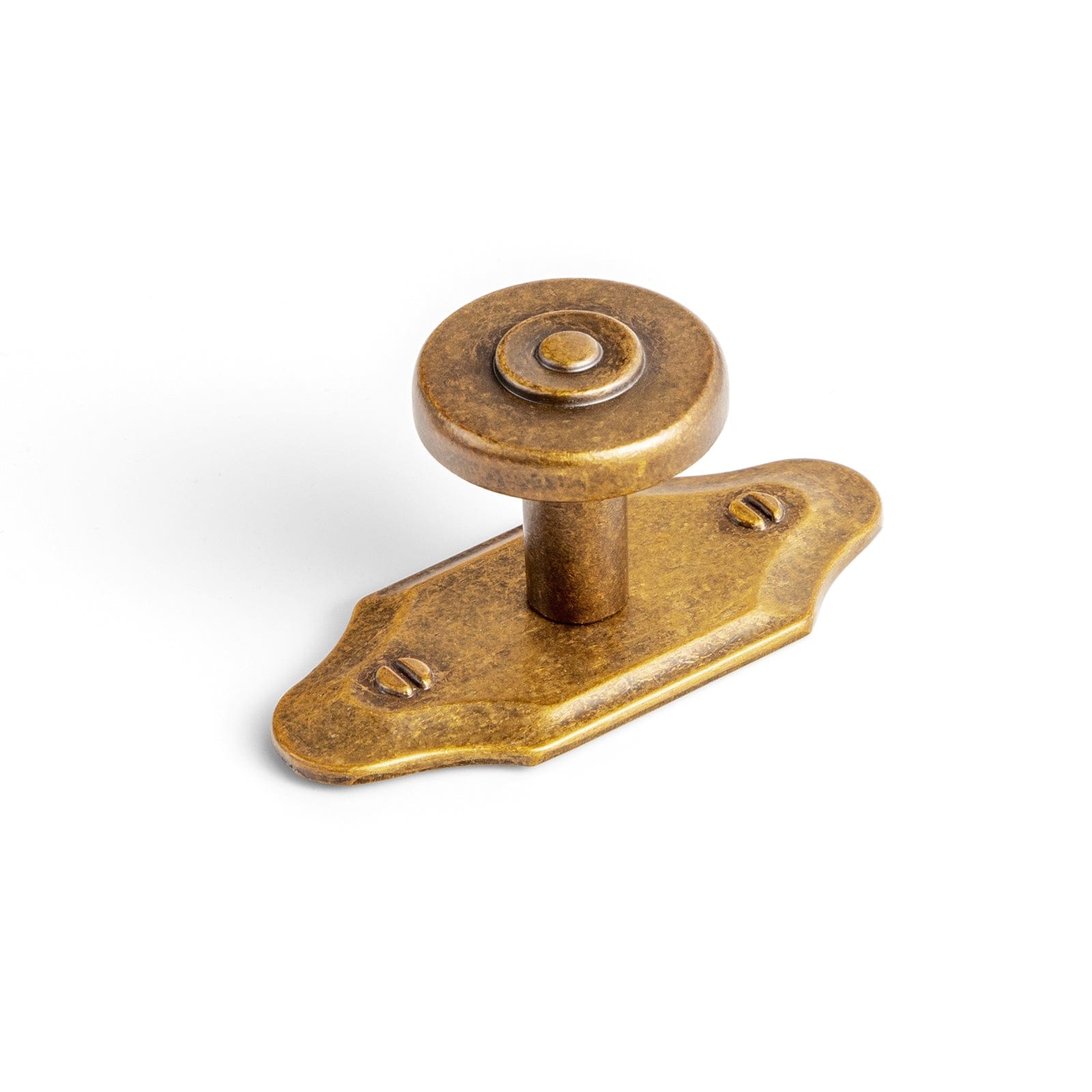 Goo-Ki 2501 / Antique Brass / G023 6 Pack Assorted Shaped Zinc Alloy Cabinet Hardware - Knobs and Back Plates for Stylish Furniture