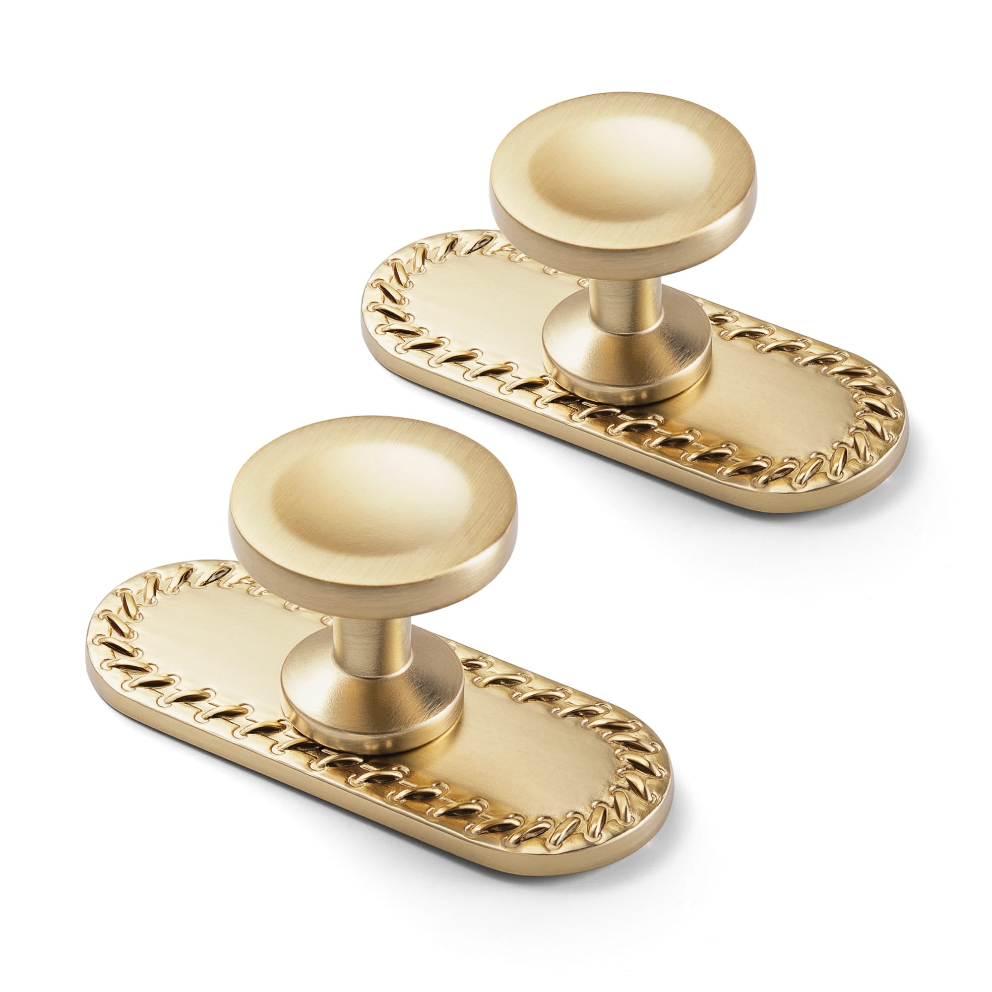 Goo-Ki 2502 / Champagne Bronze / G016 - 6 Pack Assorted Shaped Zinc Alloy Cabinet Hardware - Knobs and Back Plates for Stylish Furniture