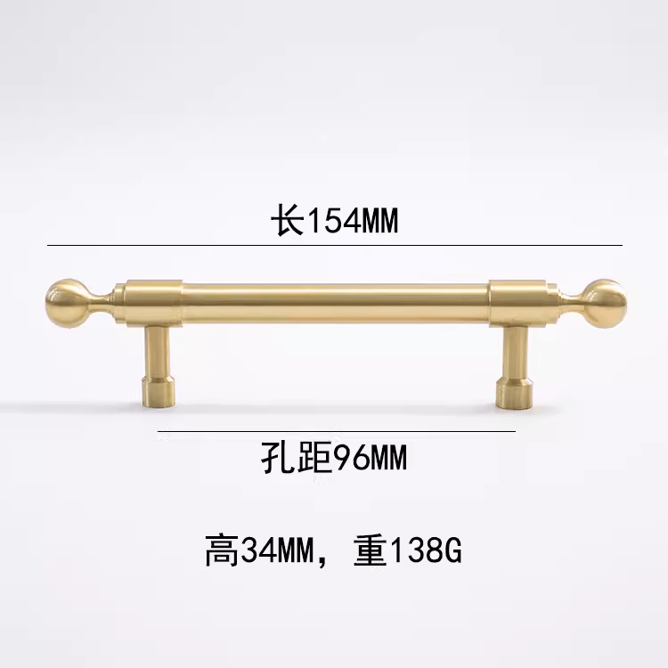 Goo-Ki 3.78'' Hole Center / 2 Pack French Light Luxury Wardrobe Solid Brass Handle Golden Strip Cabinet Handle