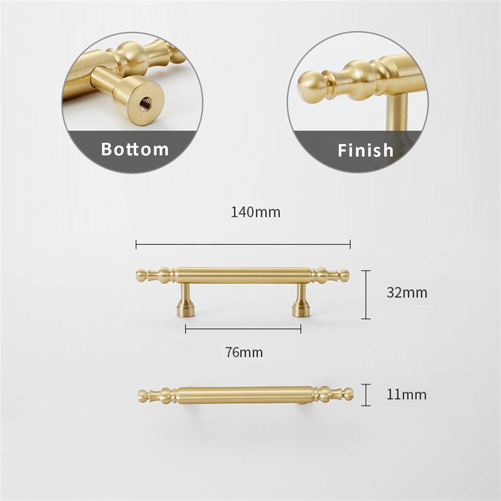 Goo-Ki 3'' Hole Center / 1 Pack French Style Luxury Solid Copper Handle Drawer T Bar Pull Stain Brass Furniture Handle