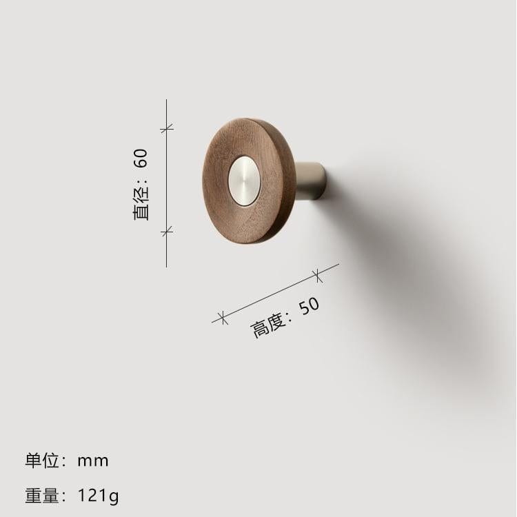 Goo-Ki 304 Stainless Steel + Black Walnut / 60mm / 1 Pack Log & Stainless Steel Ornamental Handles - Oversized Knobs Entryway Clothes Hooks