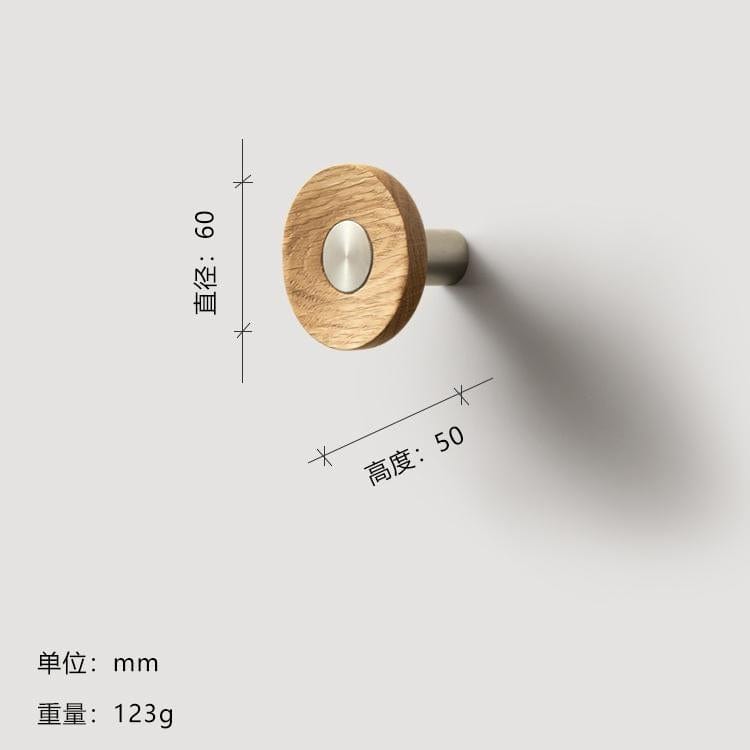 Goo-Ki 304 Stainless Steel + Red Oak / 60mm / 1 Pack Log & Stainless Steel Ornamental Handles - Oversized Knobs Entryway Clothes Hooks