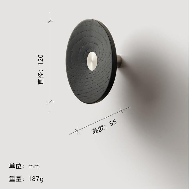 Goo-Ki 304 Stainless Steel + White Oak (Black Dye) / 120mm / 1 Pack Log & Stainless Steel Ornamental Handles - Oversized Knobs Entryway Clothes Hooks