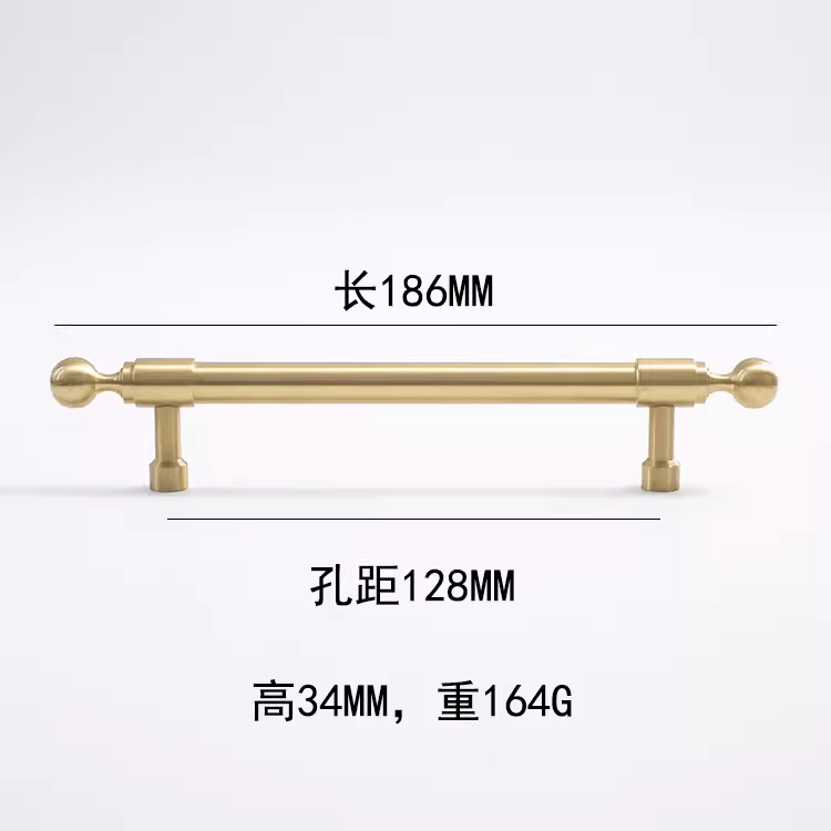 Goo-Ki 5'' Hole Center / 2 Pack French Light Luxury Wardrobe Solid Brass Handle Golden Strip Cabinet Handle