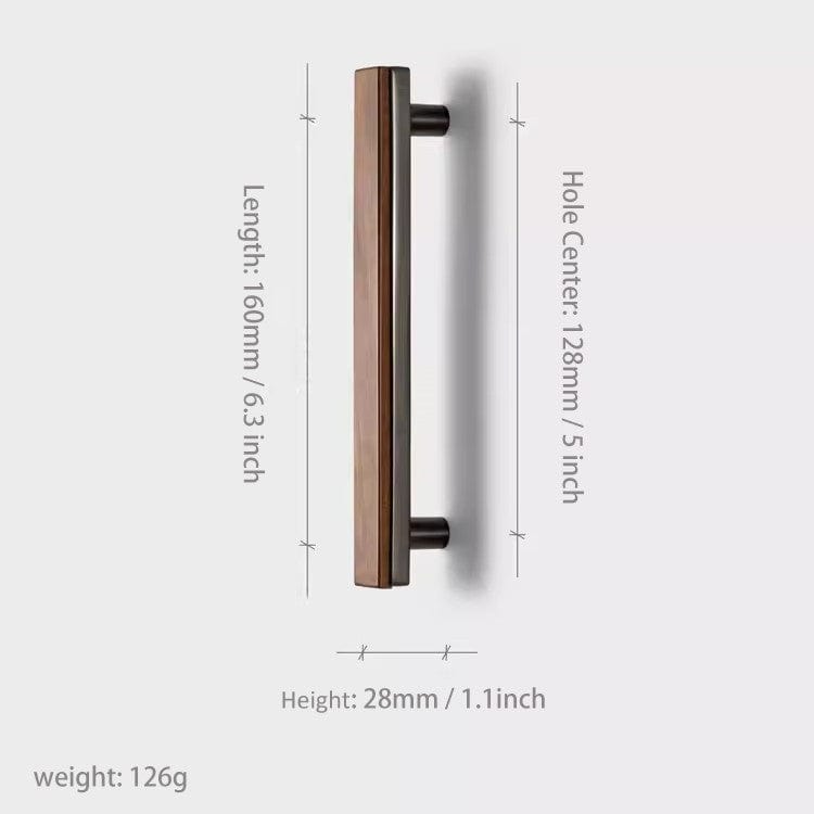 Goo-Ki 5'' Hole Center / 2 Pack Solid Wood Cabinet Handle Black Walnut Wardrobe Cupboard Pull