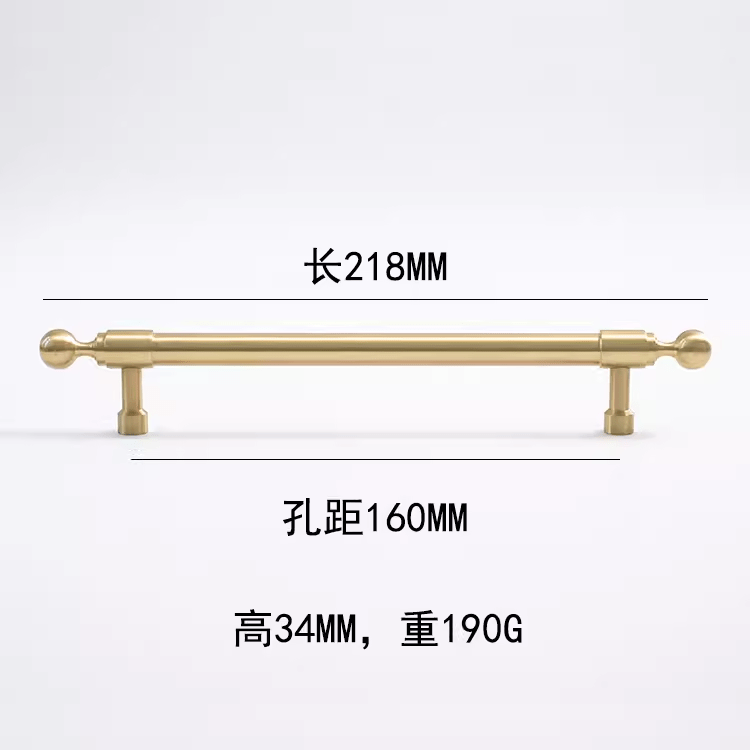 Goo-Ki 6.3'' Hole Center / 2 Pack French Light Luxury Wardrobe Solid Brass Handle Golden Strip Cabinet Handle
