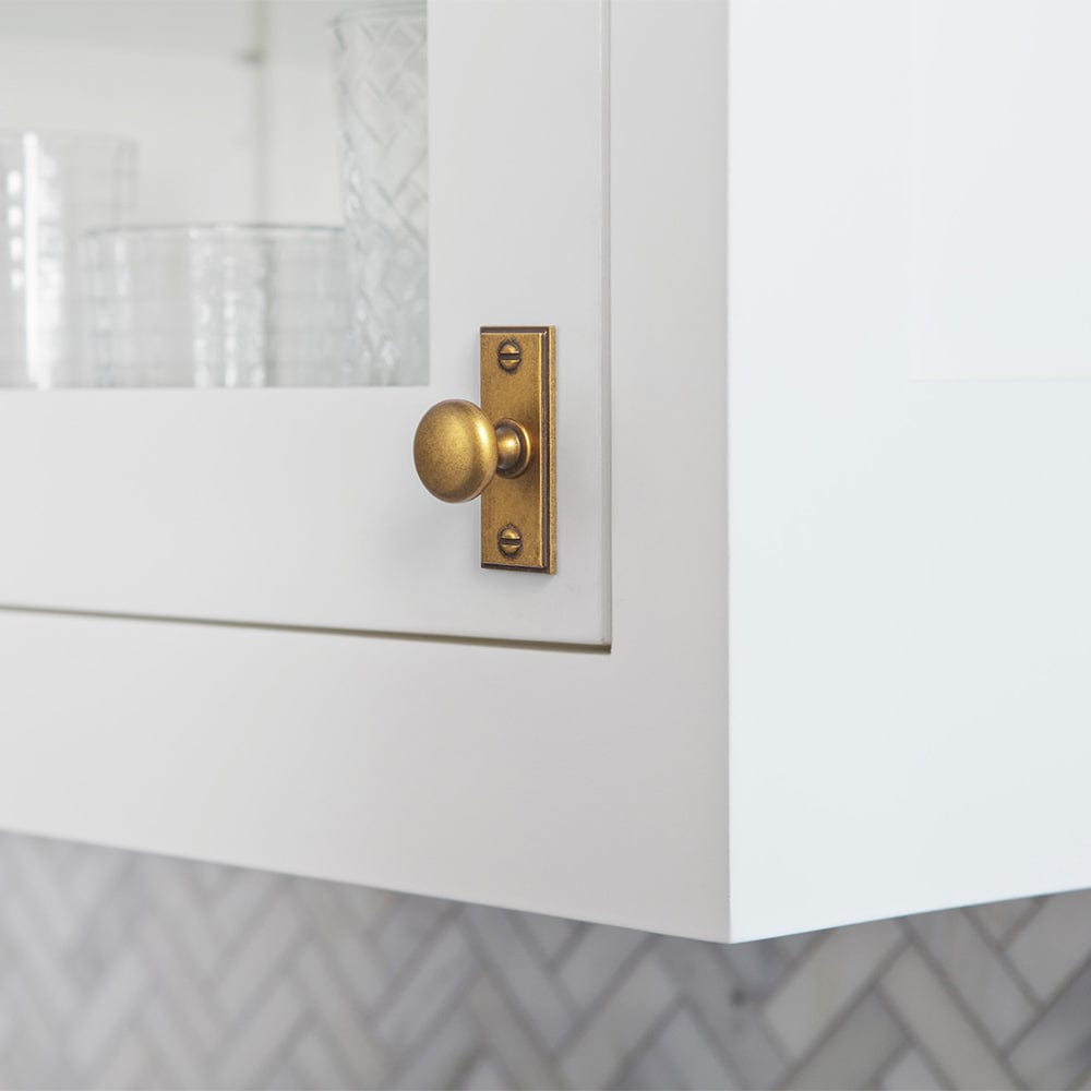 Goo-Ki 6 Pack Antique Brass Zinc Alloy Cabinet Knob with Back Plate Single Hole Center Cabinet Hardware for Bedroom Kitchen