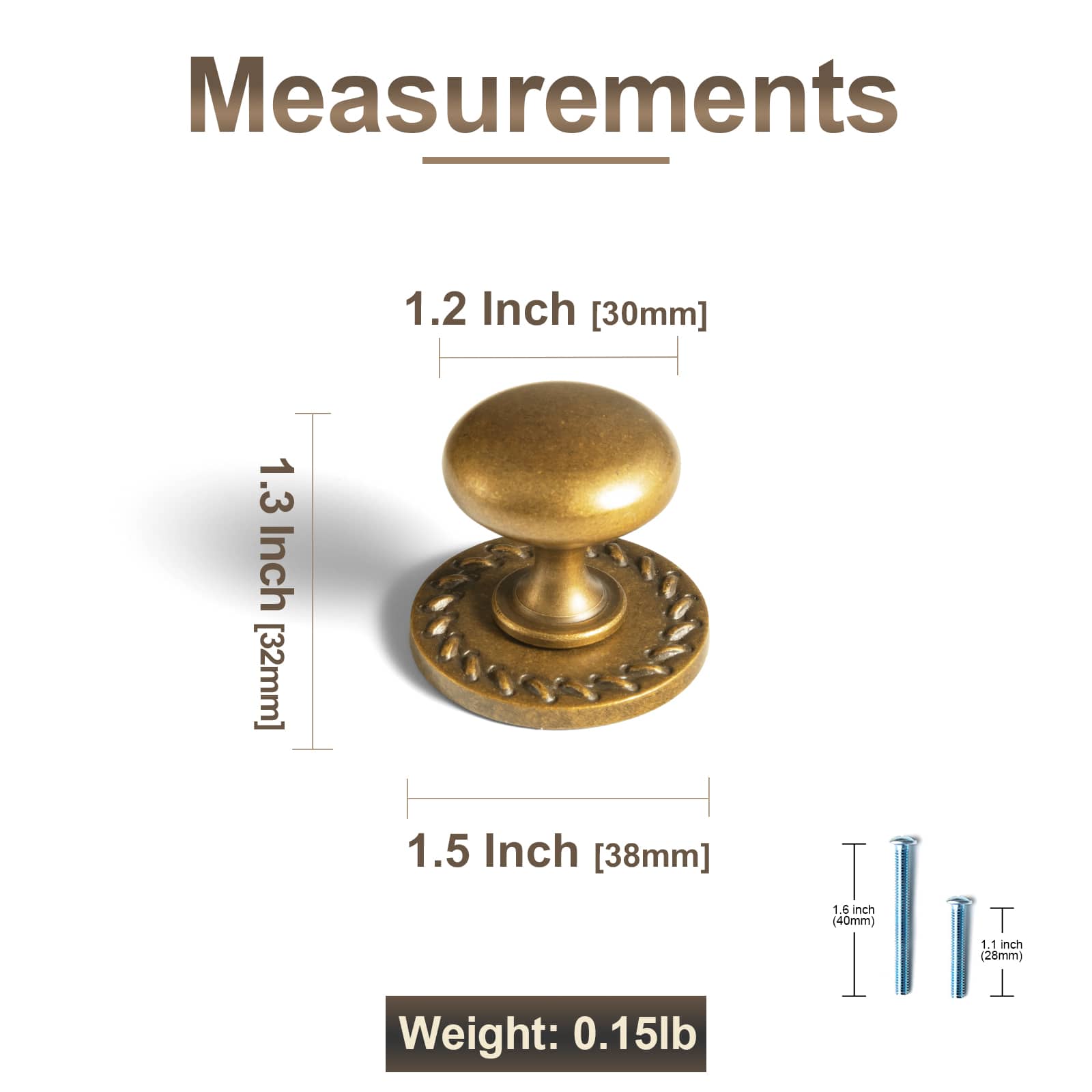 Goo-Ki 6 Pack Antique Brass Zinc Alloy Cabinet Knob with Back Plate Single Hole Center Cabinet Hardware for Bedroom Kitchen