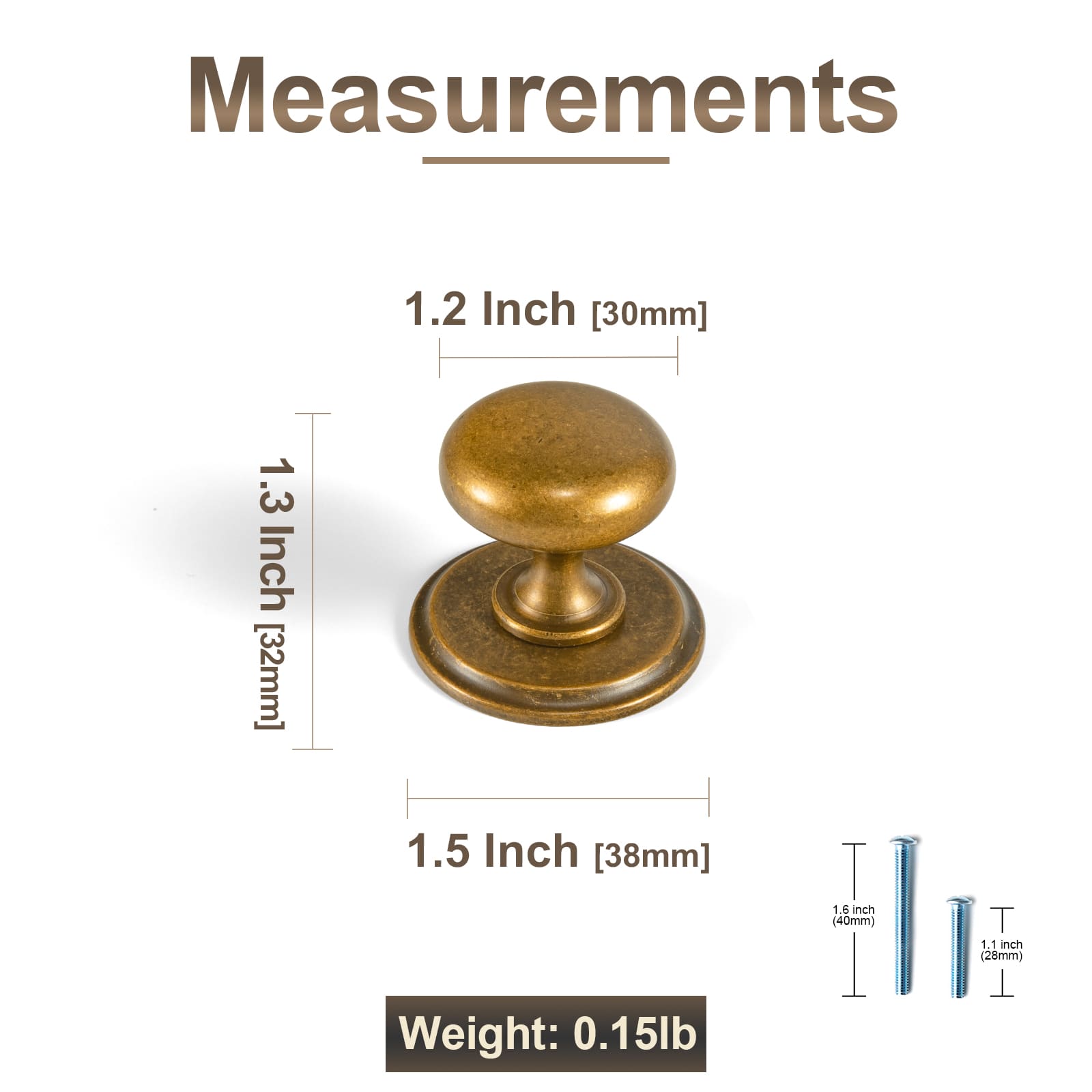 Goo-Ki 6 Pack Antique Brass Zinc Alloy Cabinet Knob with Back Plate Single Hole Center Cabinet Hardware for Bedroom Kitchen