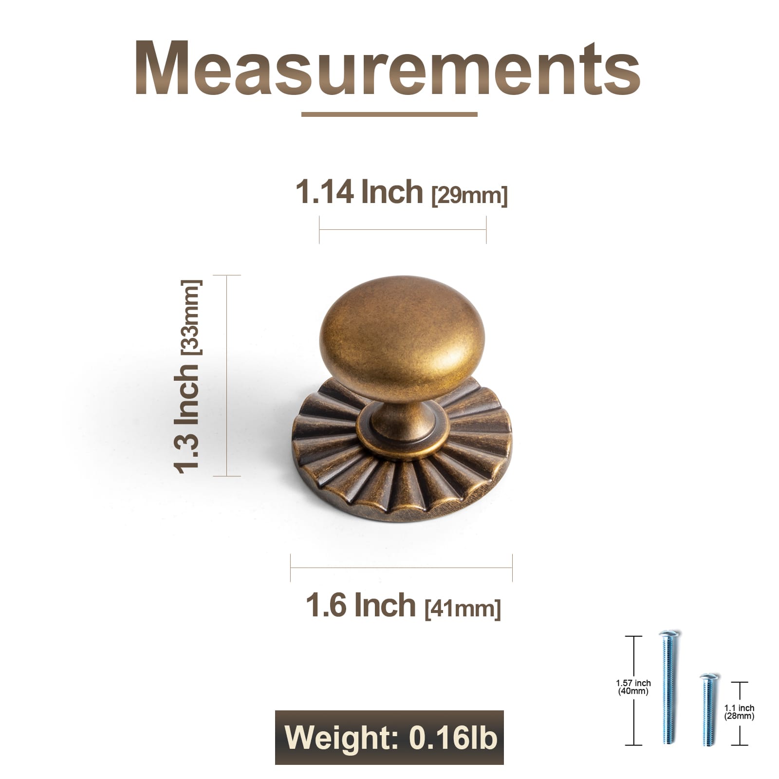 Goo-Ki 6 Pack Antique Brass Zinc Alloy Cabinet Knob with Back Plate Single Hole Center Cabinet Hardware for Bedroom Kitchen