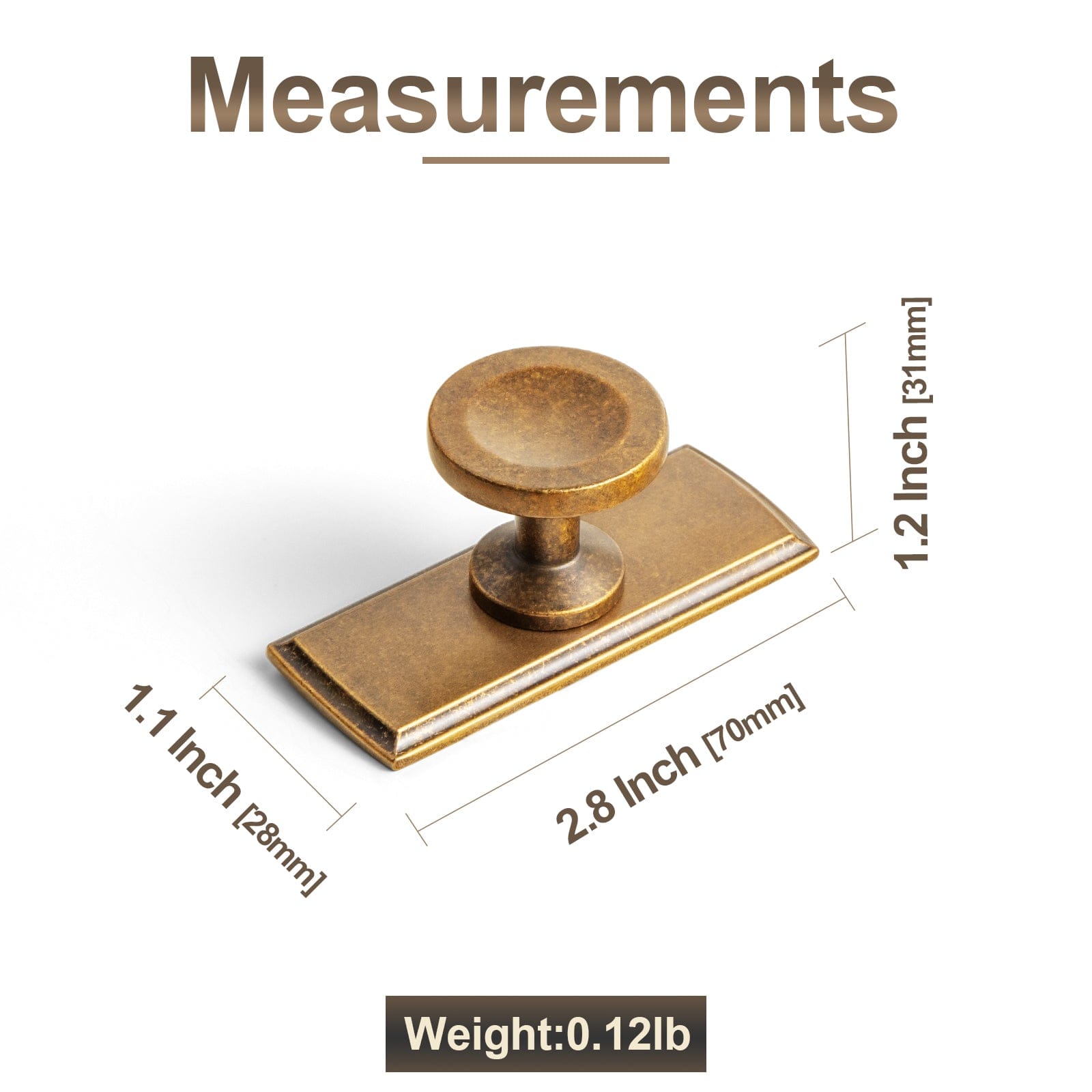 Goo-Ki 6 Pack Assorted Shaped Zinc Alloy Cabinet Hardware - Knobs and Back Plates for Stylish Furniture