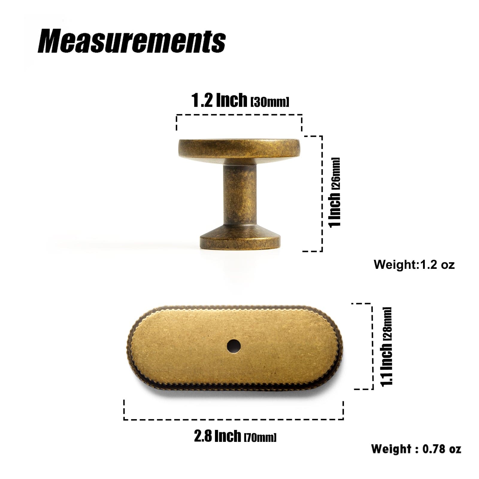 Goo-Ki 6 Pack Assorted Shaped Zinc Alloy Cabinet Hardware - Knobs and Back Plates for Stylish Furniture