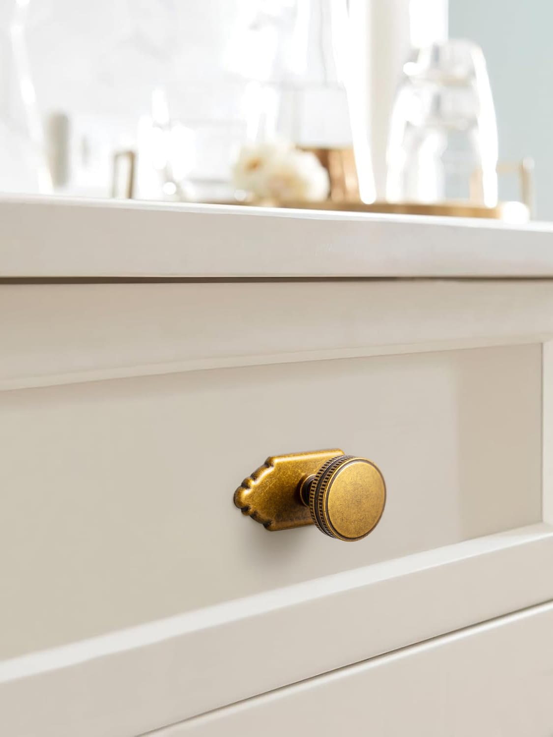 Goo-Ki 6 Pack Distinctive Artistic Engravings Single Hole Round Cabinet Knob Retro Flair Kitchen Hardware