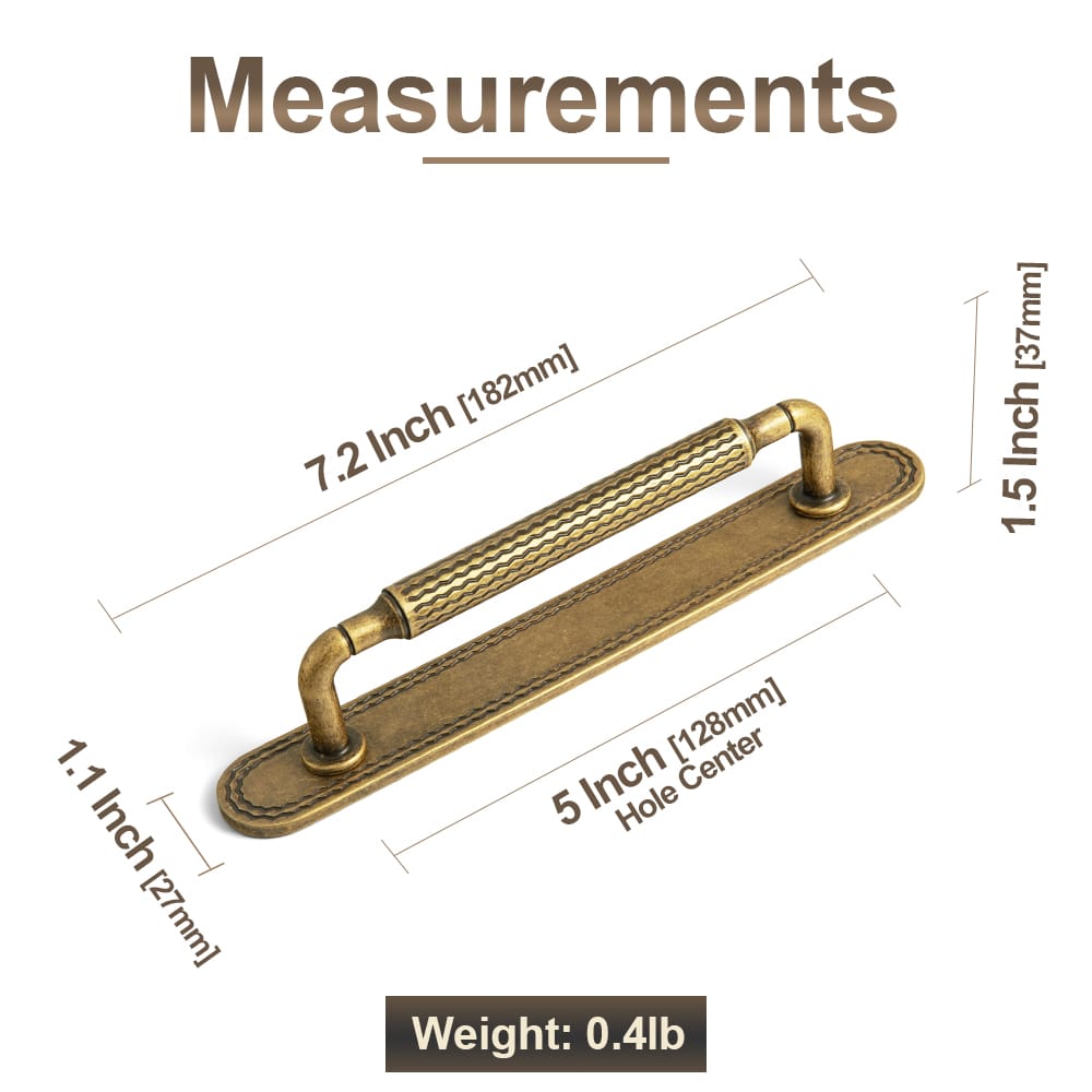 Goo-Ki 6 Pack Retro Wave Pattern Zinc Alloy Cabinet Handles with Mounting Back Plate Durable Drawer Pulls